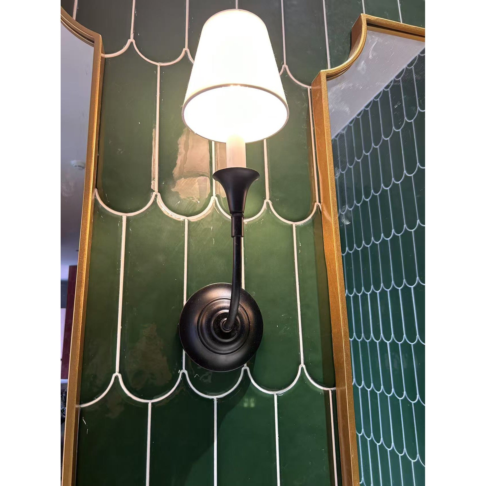 Cygnus Modern Minimalist Traditional Black Fabric Wall Lamp - Lamp Copper
