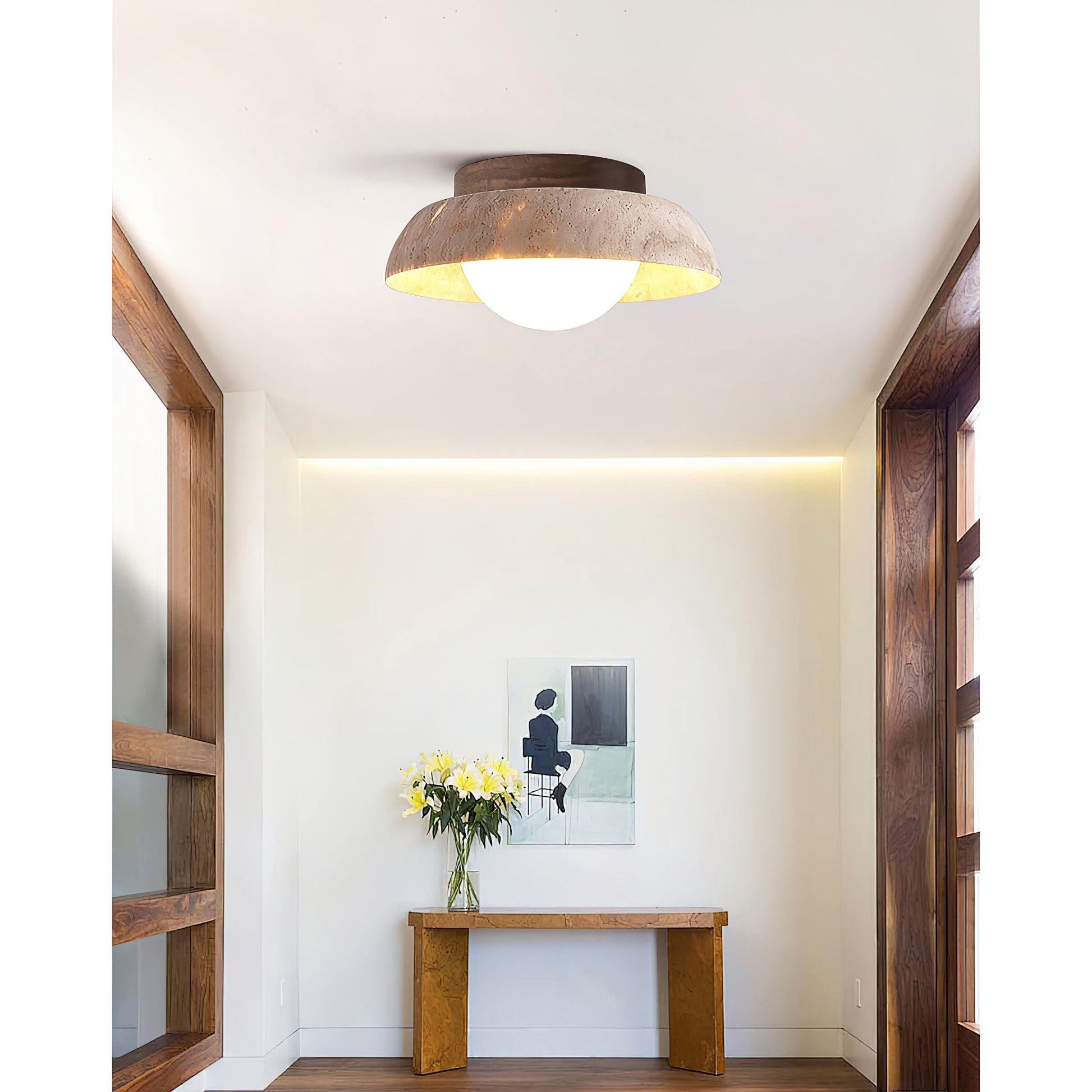Cuvela Modern Minimalist Travertine Ceiling Lamp - Lamp Copper
