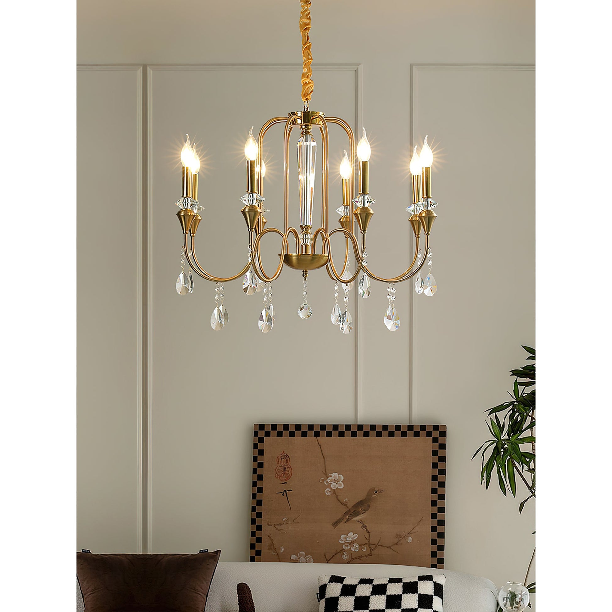 Ercararis Vintage Industrial Brass Crystal Chandelier - Lamp Copper