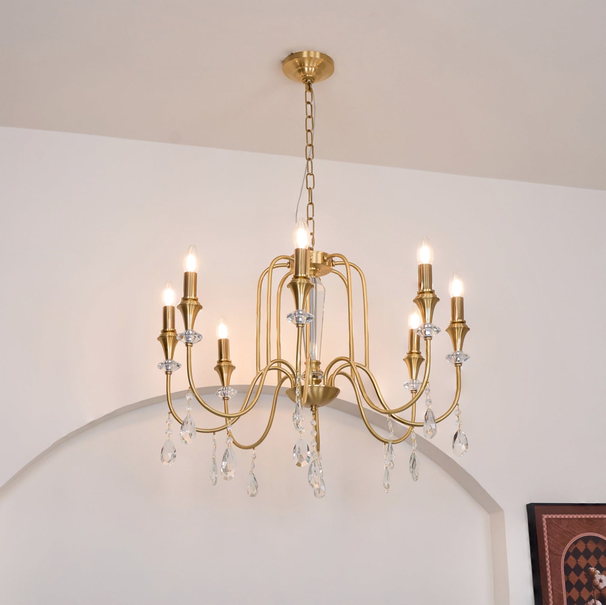 Ercararis Vintage Industrial Brass Crystal Chandelier - Lamp Copper