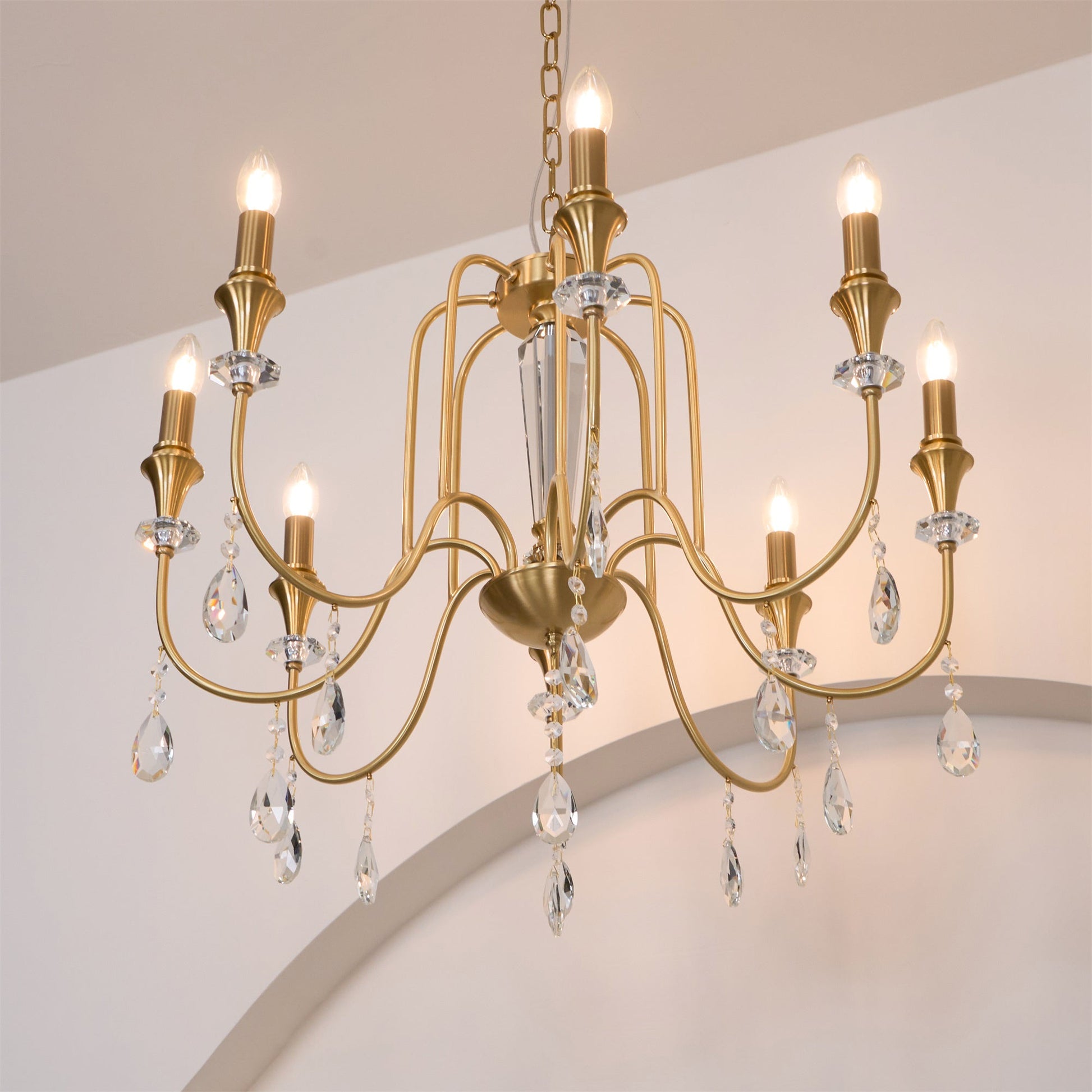 Ercararis Vintage Industrial Brass Crystal Chandelier - Lamp Copper