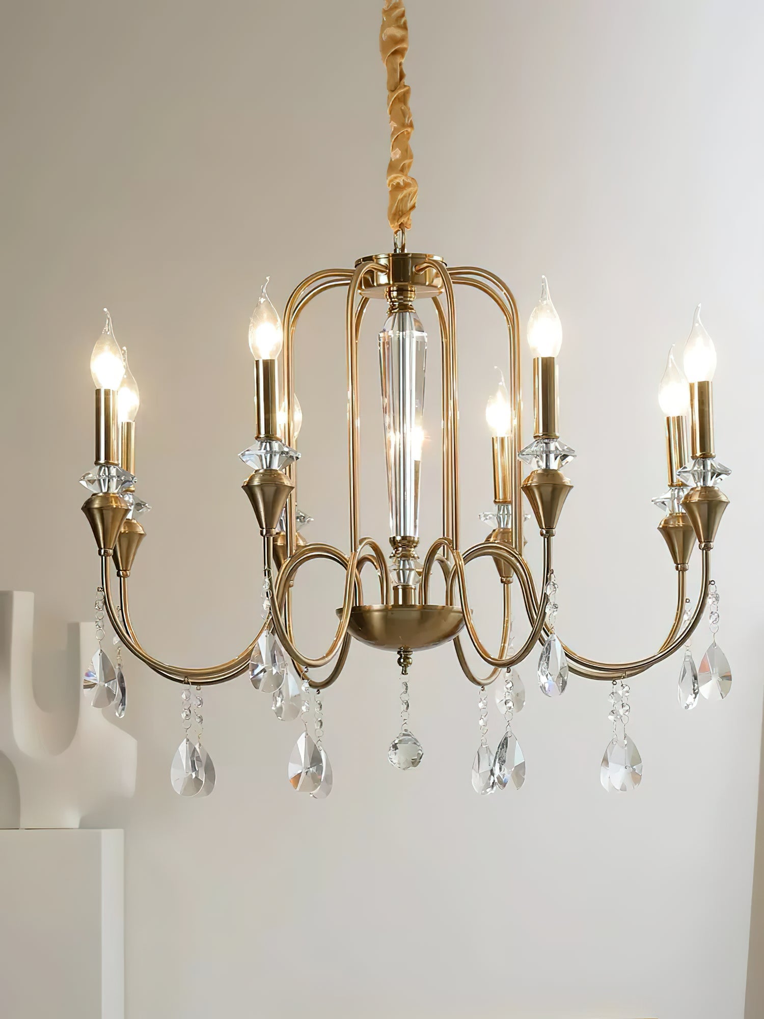 Ercararis Vintage Industrial Brass Crystal Chandelier - Lamp Copper