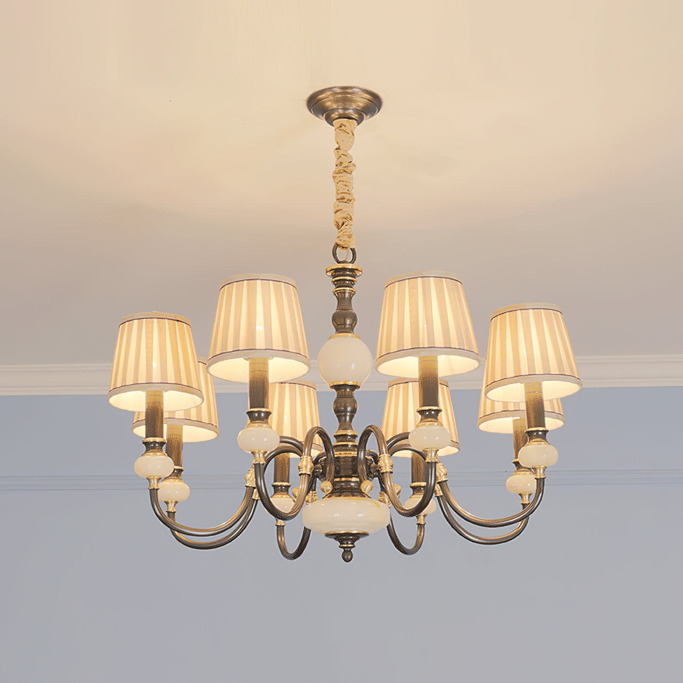 Ivenen Postmodern Luxury Brass Jade Chandelier - Lamp Copper