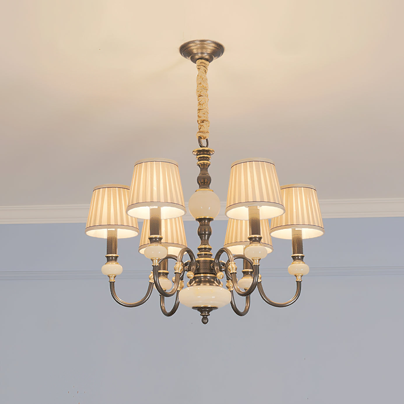 Ivenen Postmodern Luxury Brass Jade Chandelier - Lamp Copper
