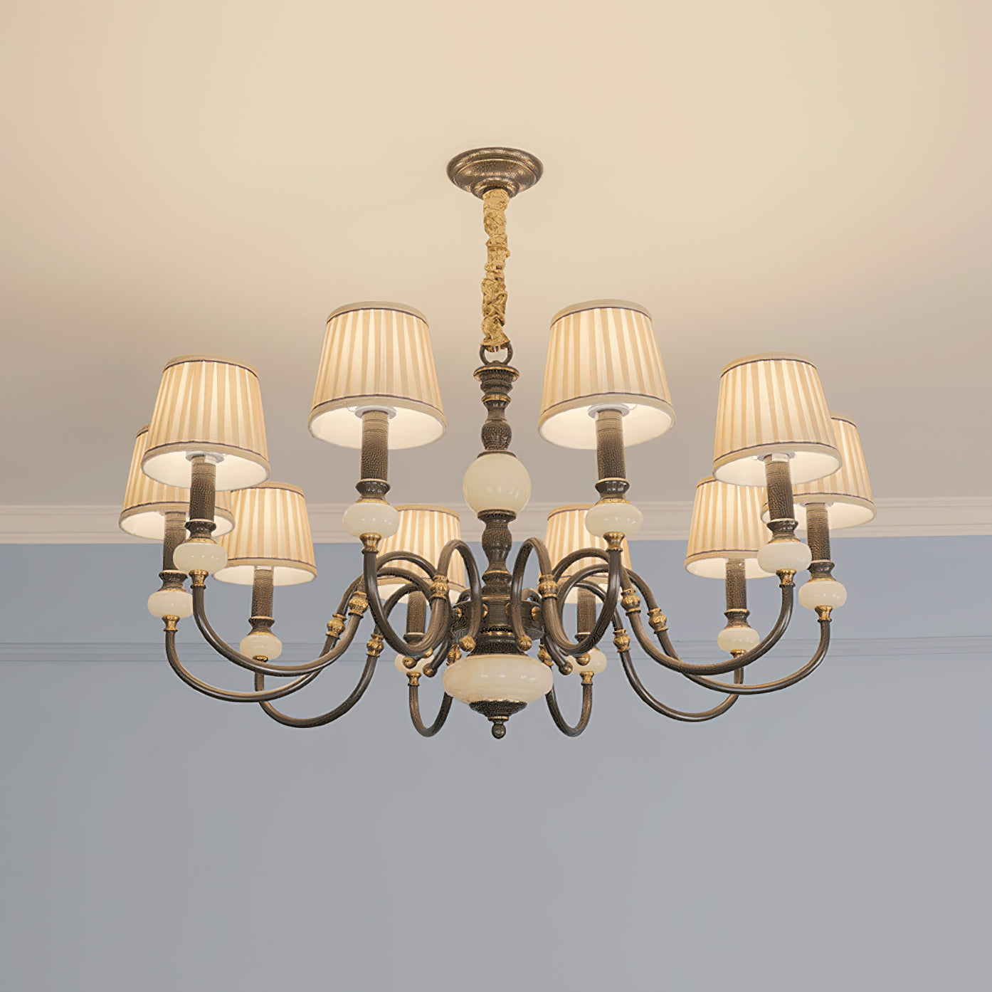Ivenen Postmodern Luxury Brass Jade Chandelier - Lamp Copper