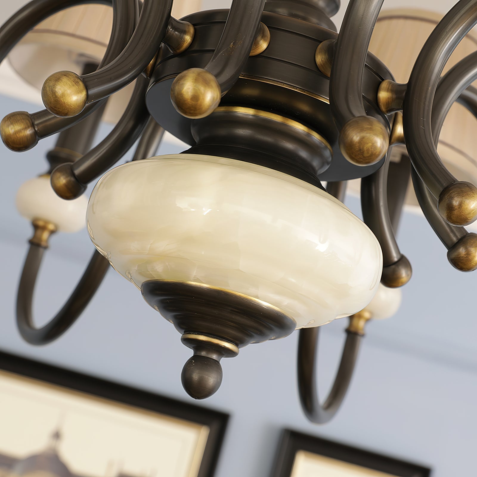 Ivenen Postmodern Luxury Brass Jade Chandelier - Lamp Copper