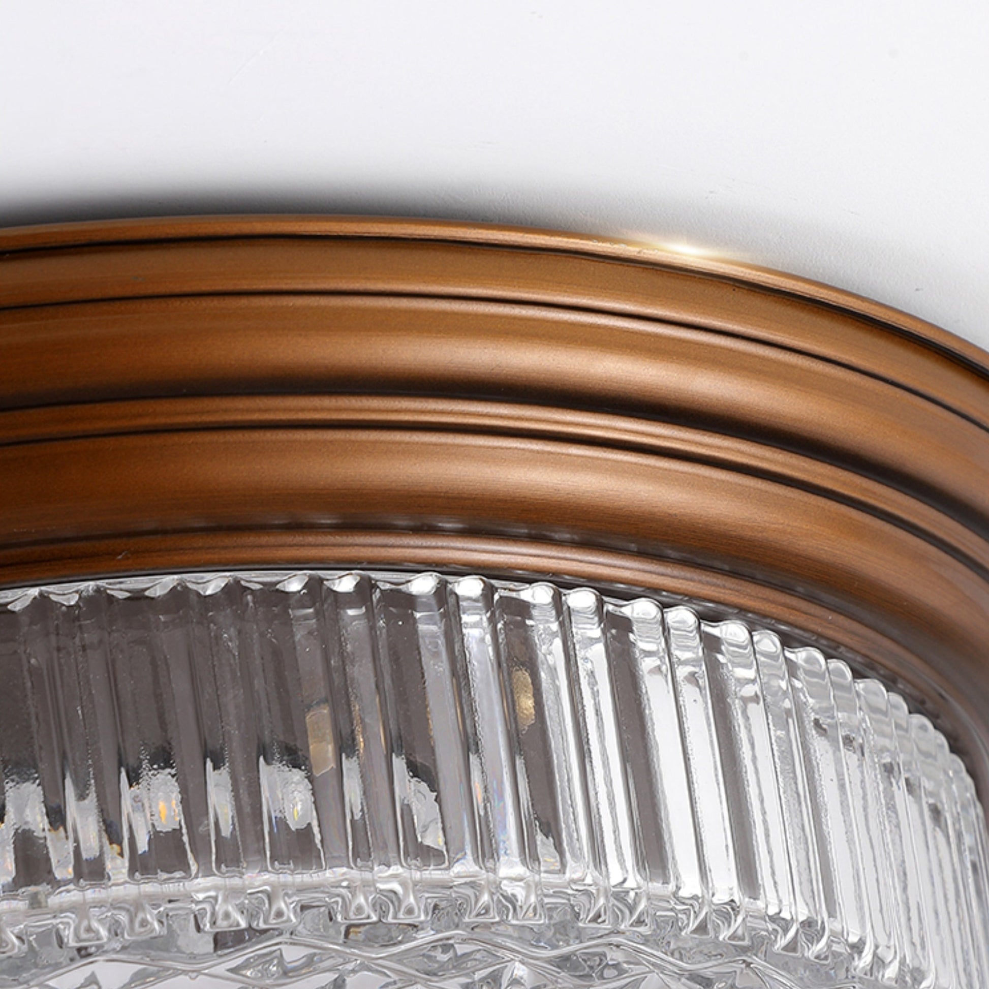Ulcarir Modern Minimalist Retro Metal Glass Flush Ceiling Lamp - Lamp Copper