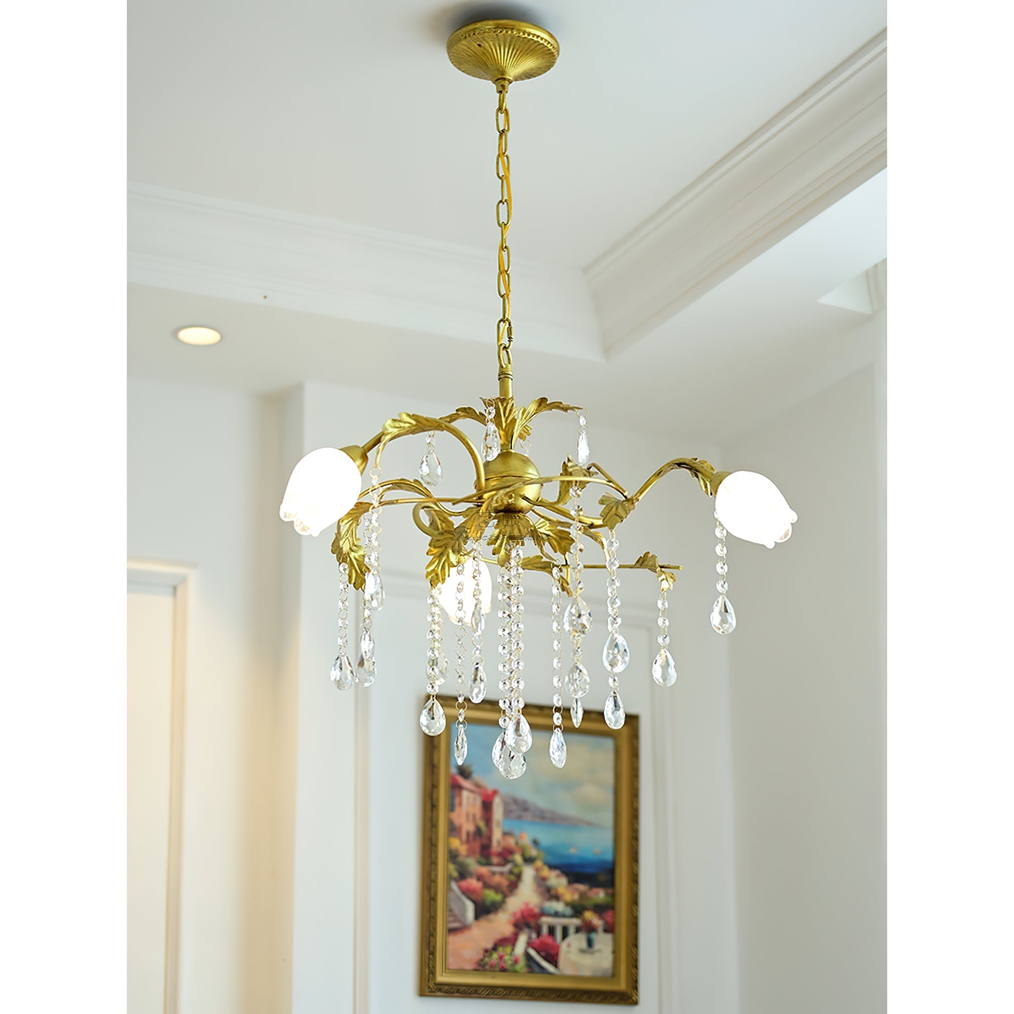 Vasorus Vintage Industrial Brass Crystal Chandelier - Lamp Copper