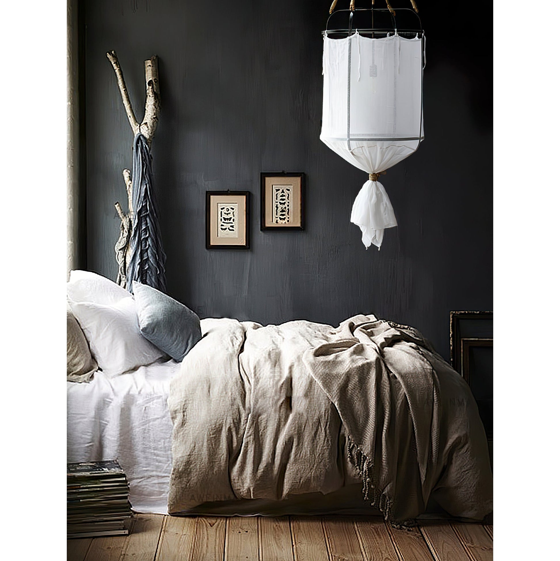 Erina Modern Minimalist Linen Metal Chandelier - Lamp Copper