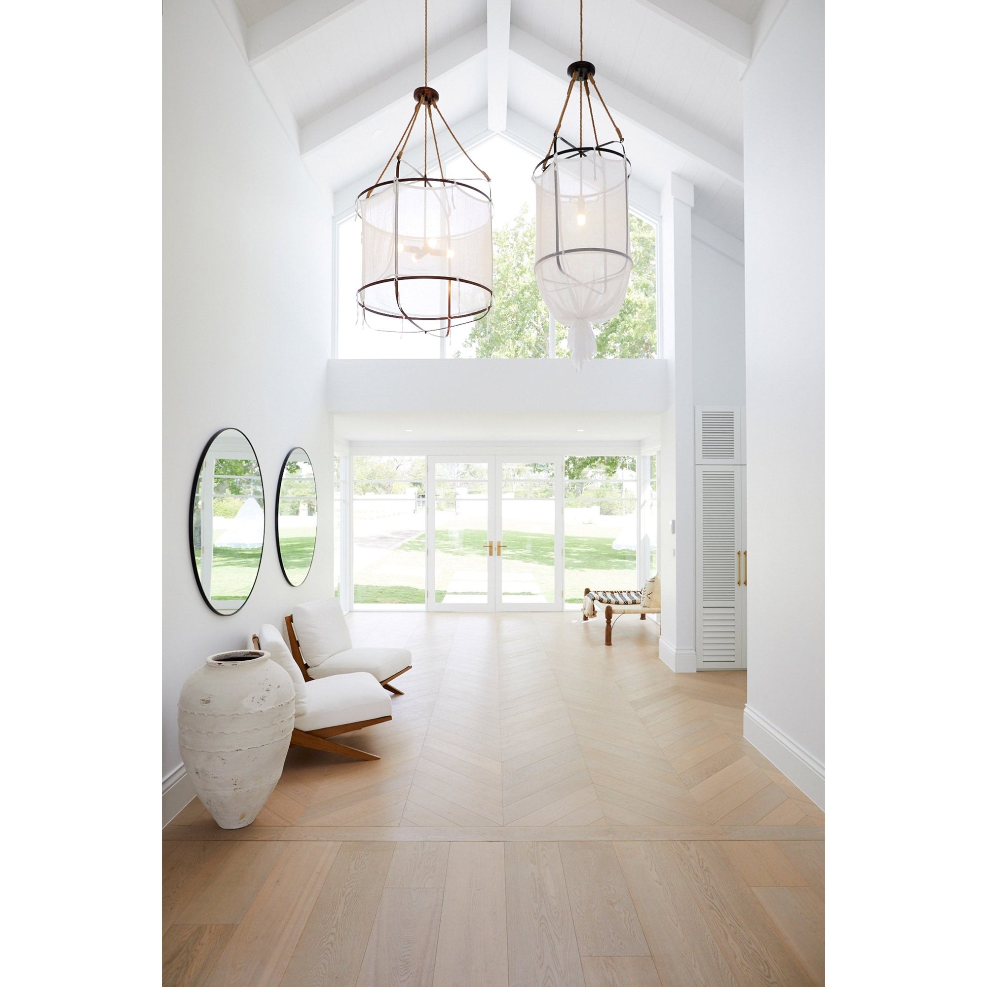 Erina Modern Minimalist Linen Metal Chandelier - Lamp Copper