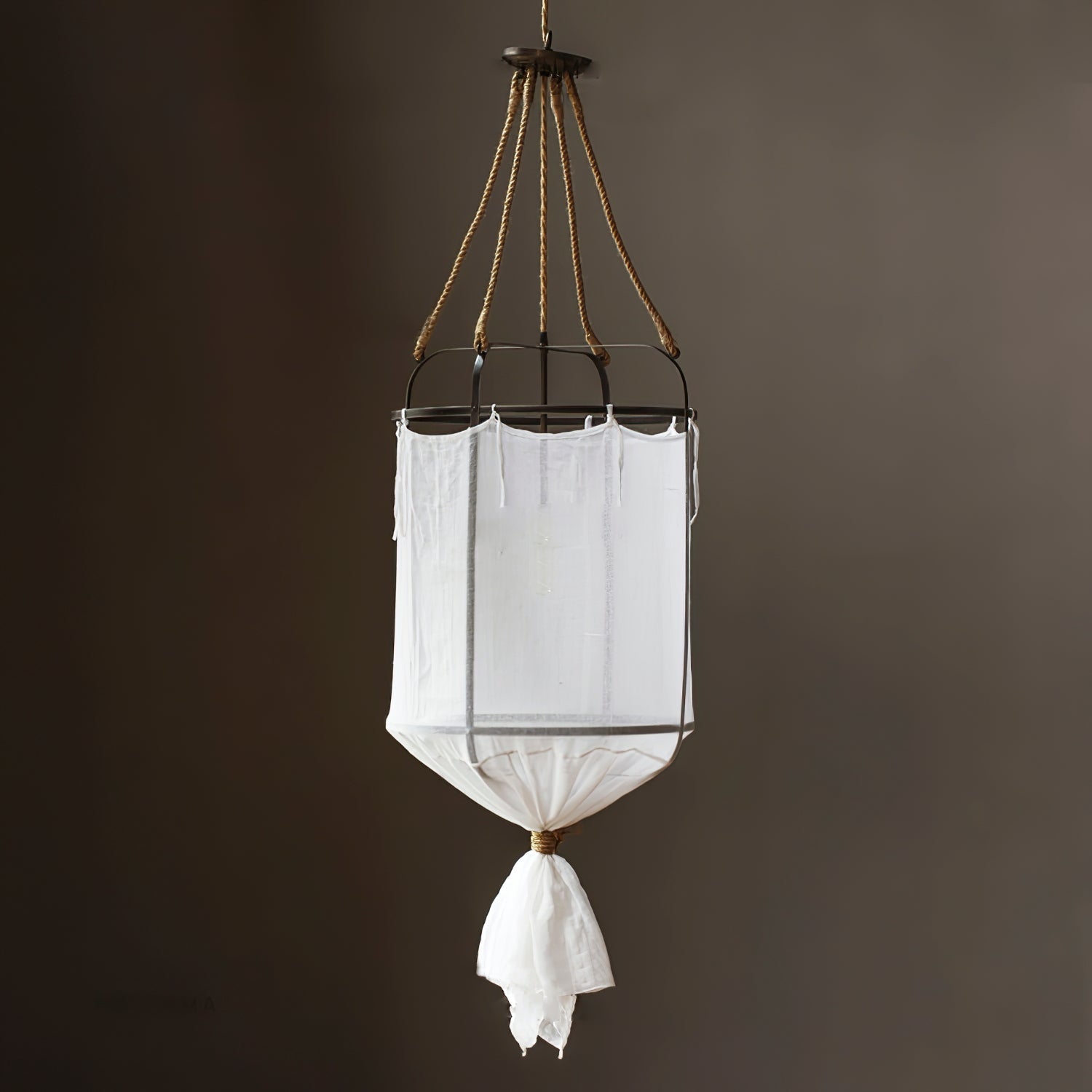 Erina Modern Minimalist Linen Metal Chandelier - Lamp Copper