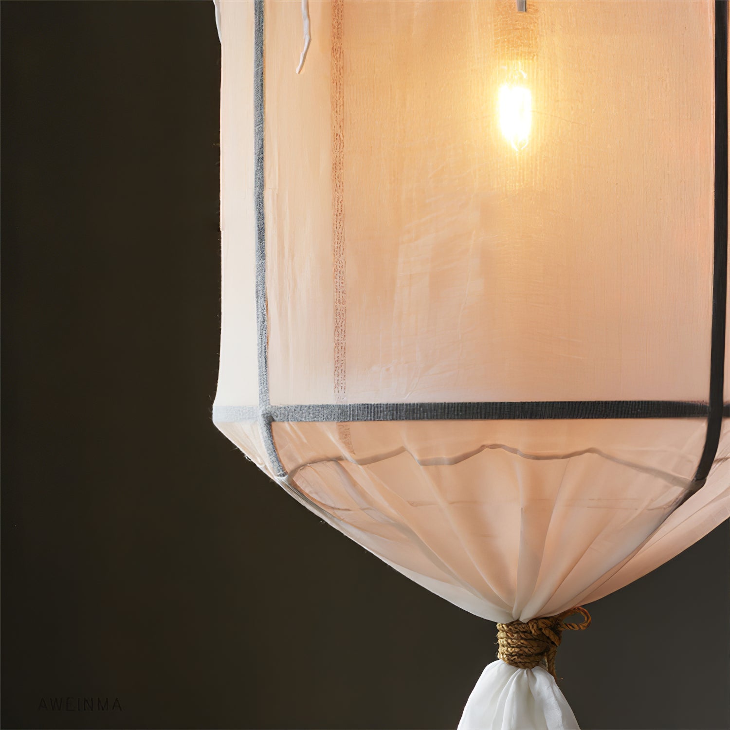 Erina Modern Minimalist Linen Metal Chandelier - Lamp Copper