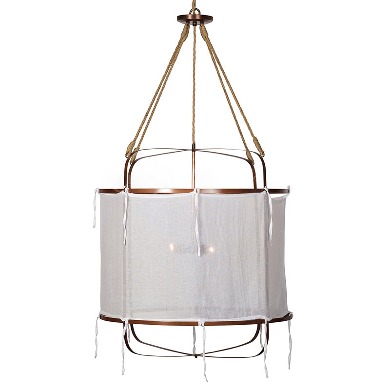 Erina Modern Minimalist Linen Metal Chandelier - Lamp Copper