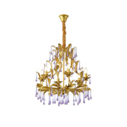 Ilvenel Postmodern Luxury Birdcage Purple Glass Chandelier - Lamp Copper