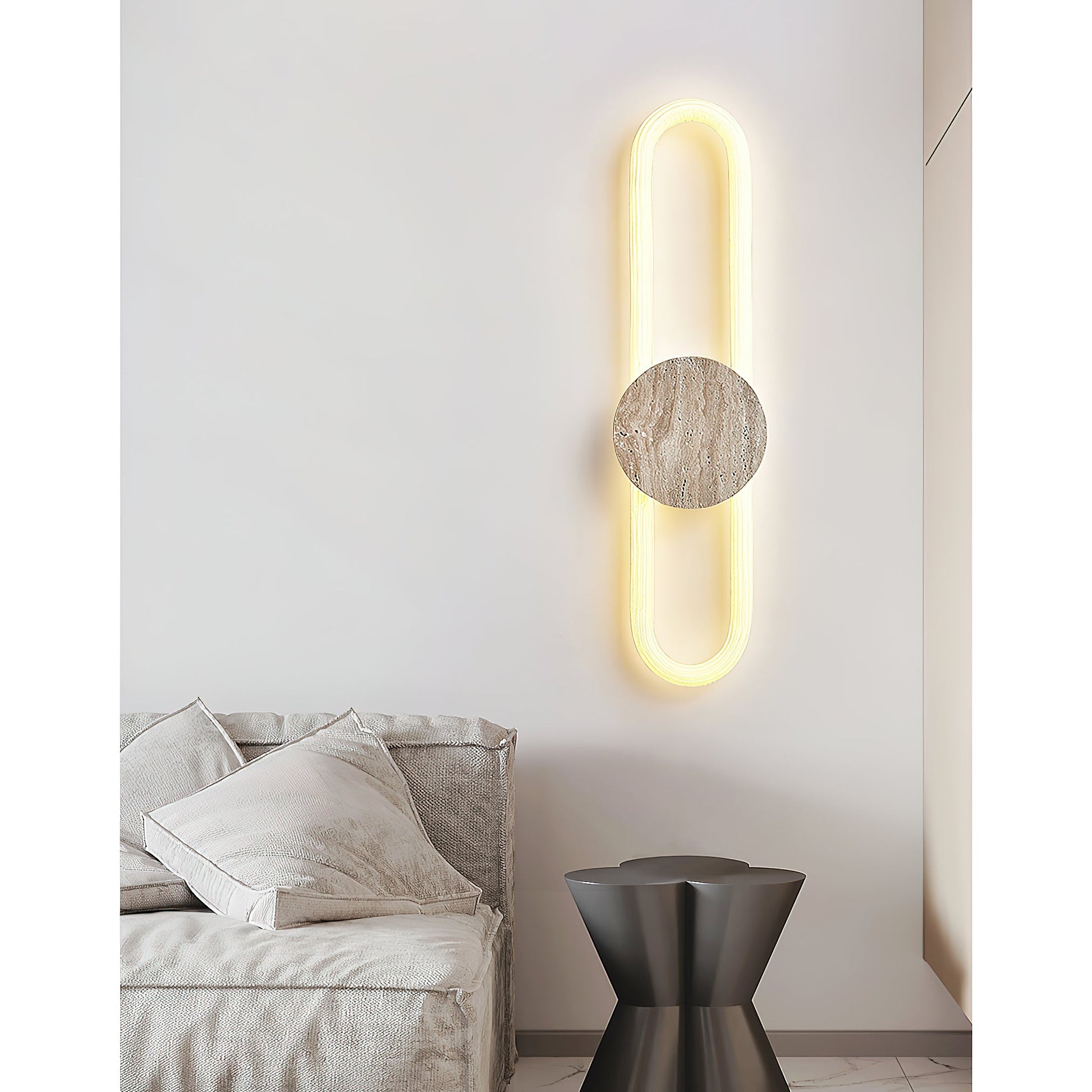 Avynor Modern Minimalist Travertine Wall Lamp - Lamp Copper