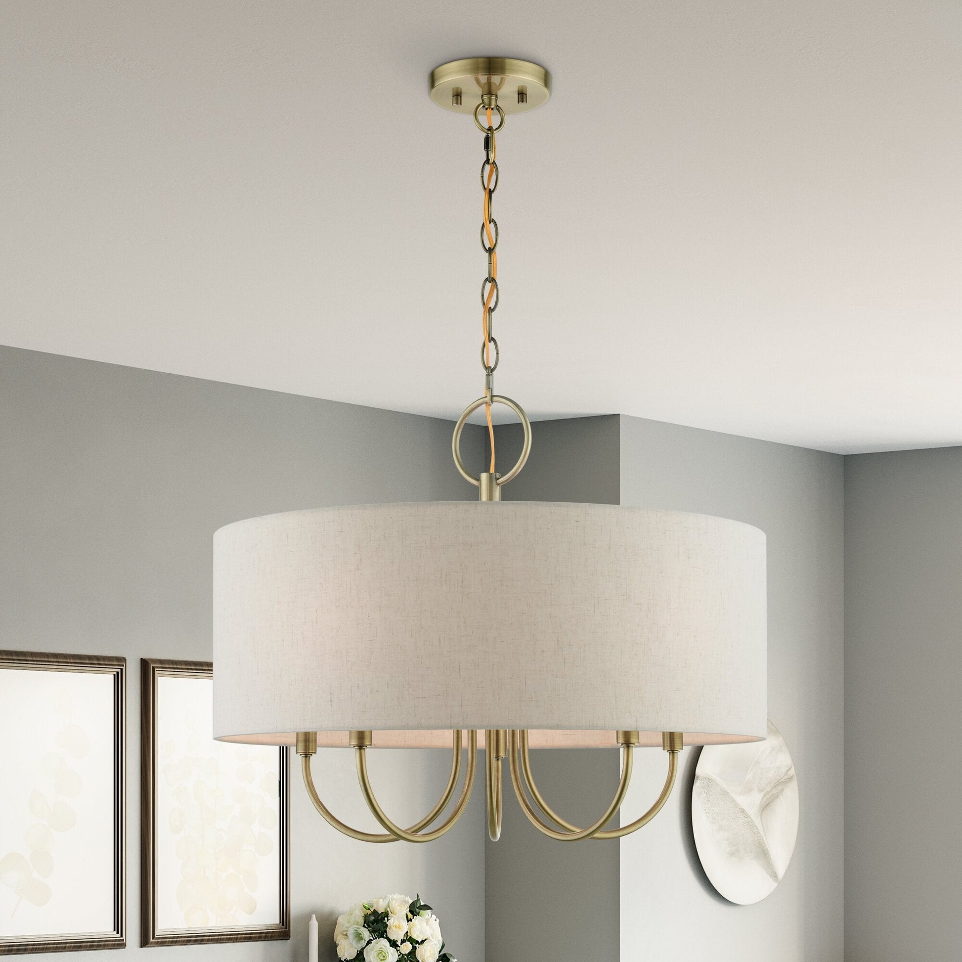 Ovyneth Classic Vintage Drum Fabric Chandelier - Lamp Copper
