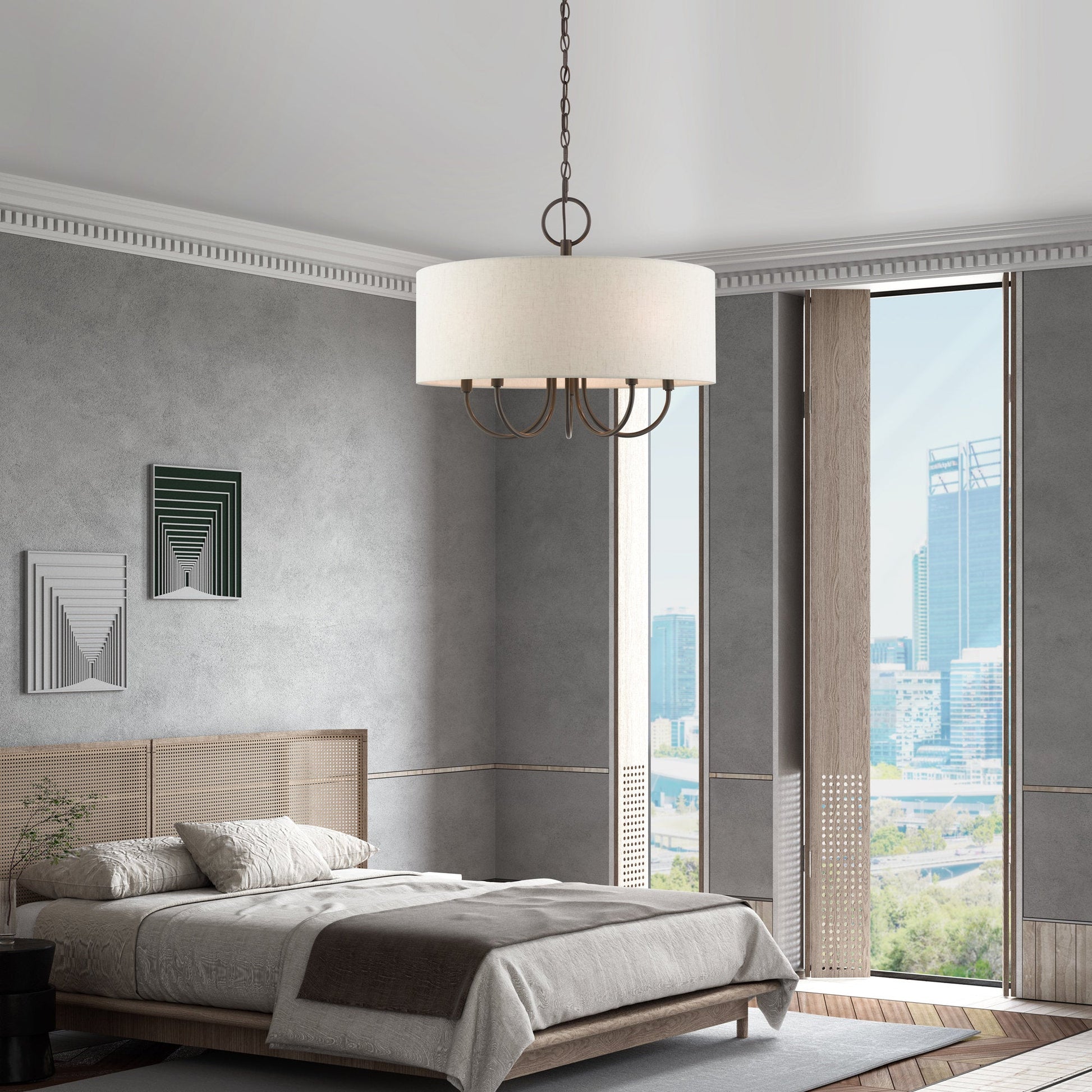 Ovyneth Classic Vintage Drum Fabric Chandelier - Lamp Copper