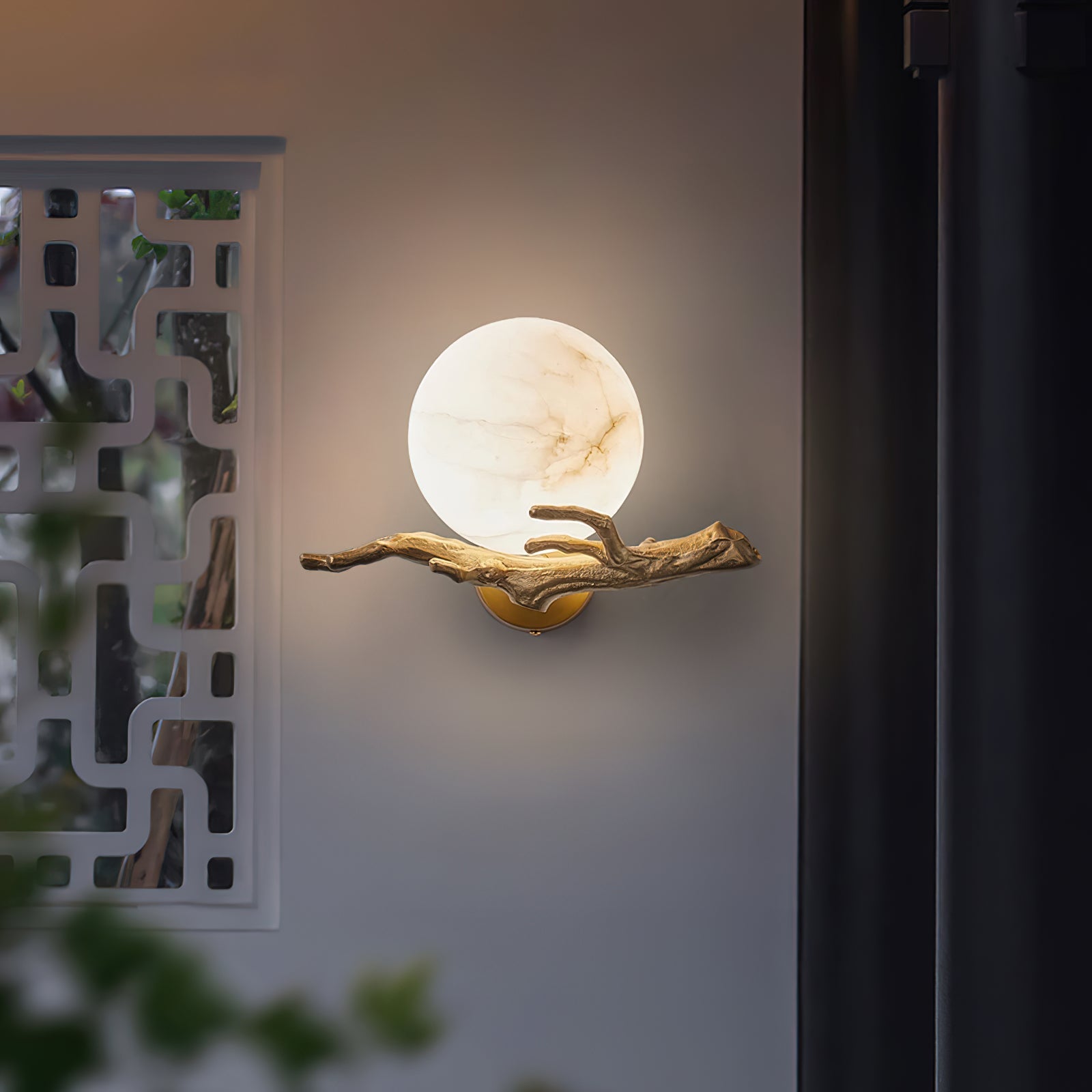 Ormirara Modern Minimalist Retro Twigs Alabaster Wall Lamp - Lamp Copper