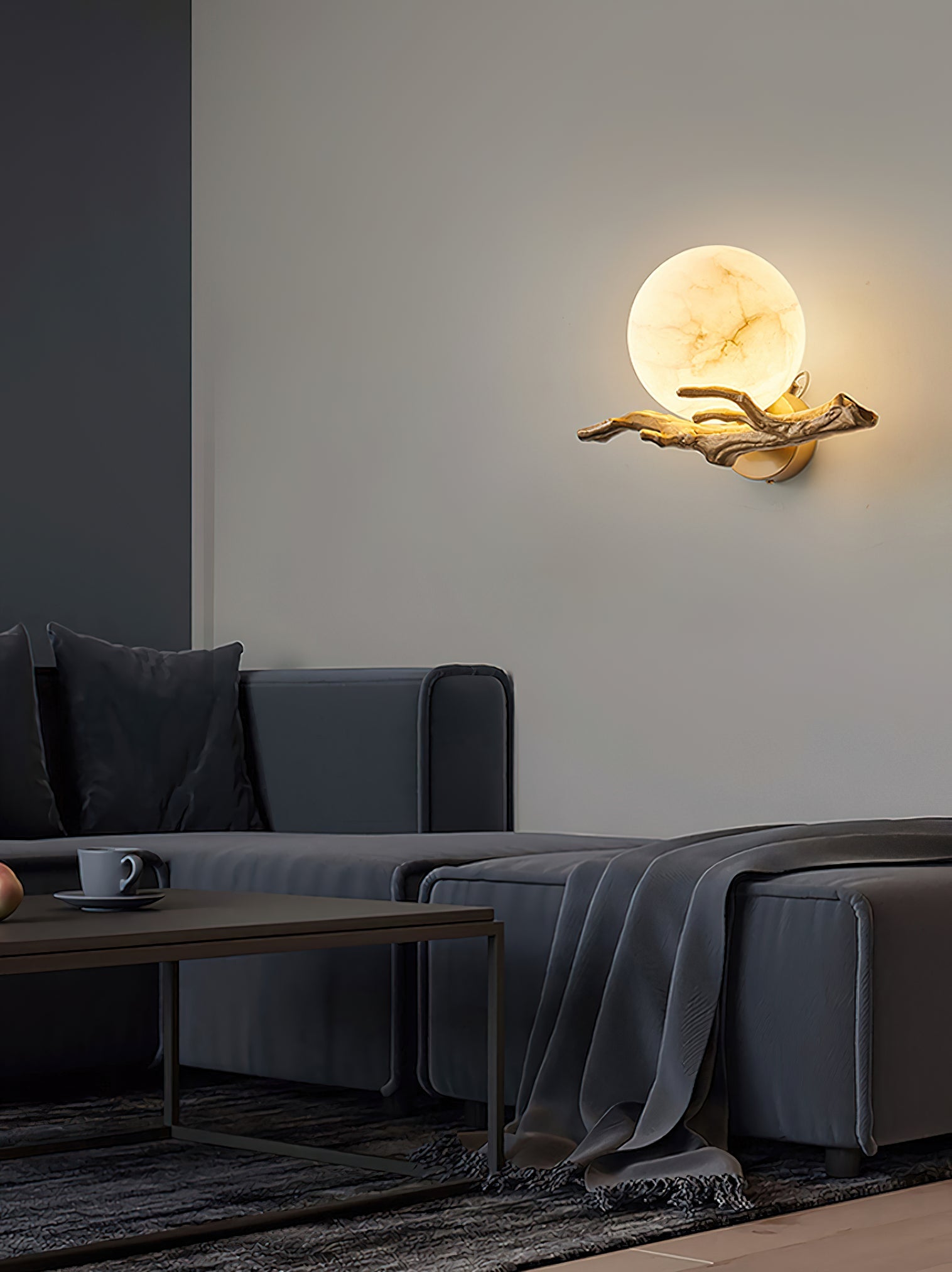 Ormirara Modern Minimalist Retro Twigs Alabaster Wall Lamp - Lamp Copper