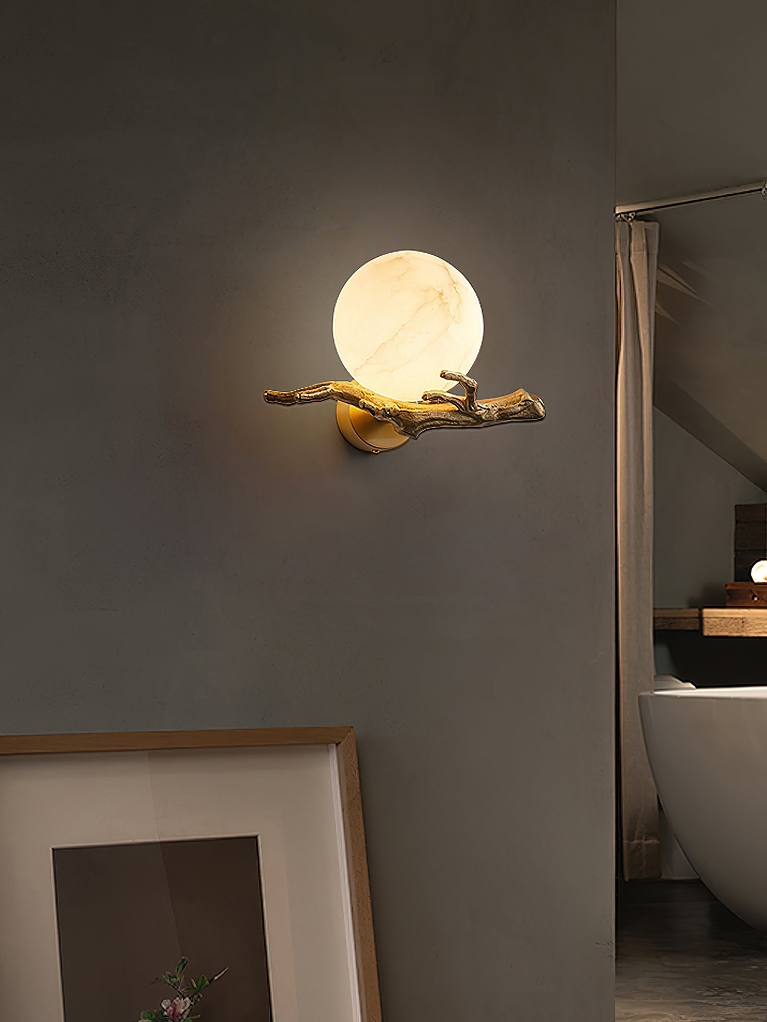 Ormirara Modern Minimalist Retro Twigs Alabaster Wall Lamp - Lamp Copper
