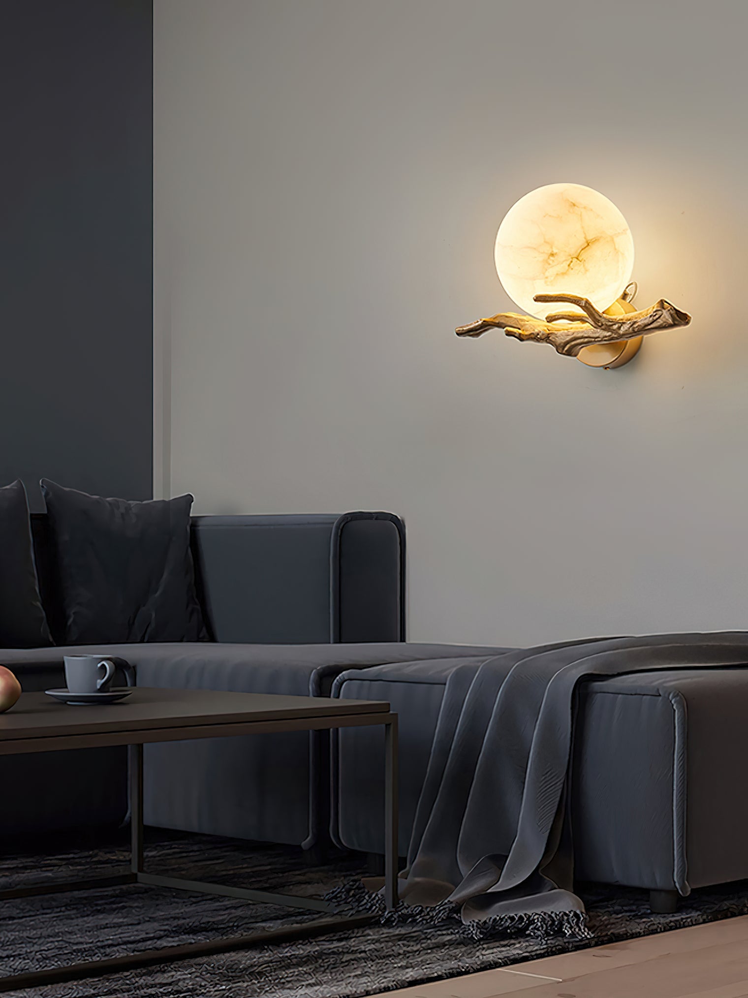 Ormirara Modern Minimalist Retro Twigs Alabaster Wall Lamp - Lamp Copper