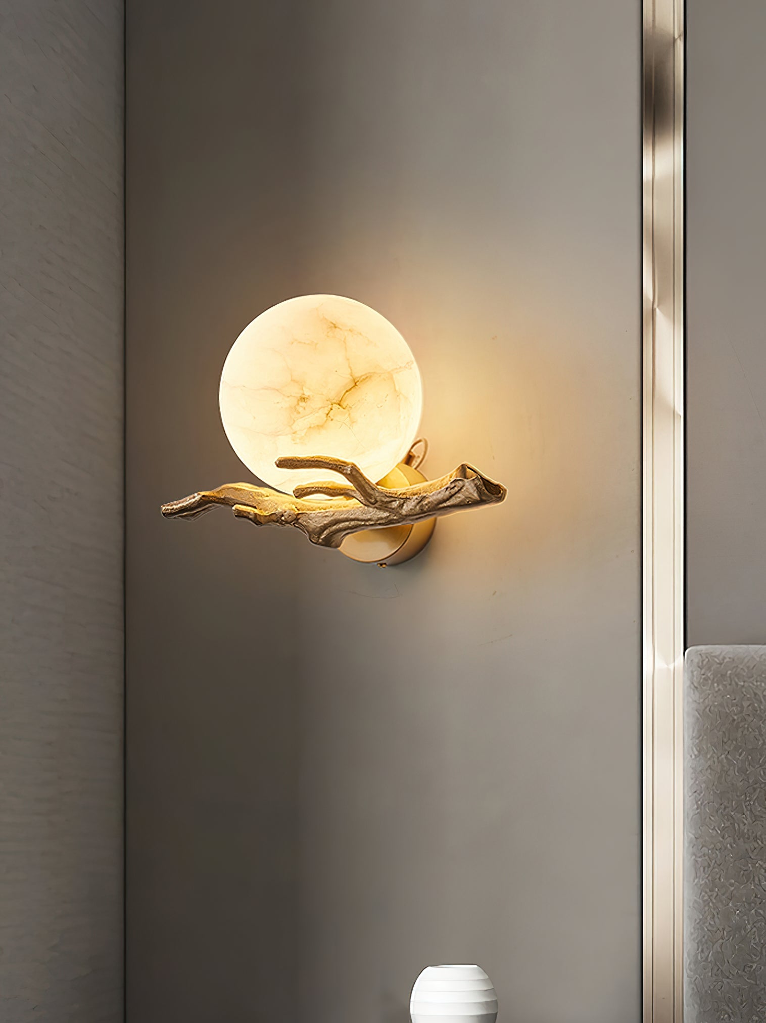 Ormirara Modern Minimalist Retro Twigs Alabaster Wall Lamp - Lamp Copper