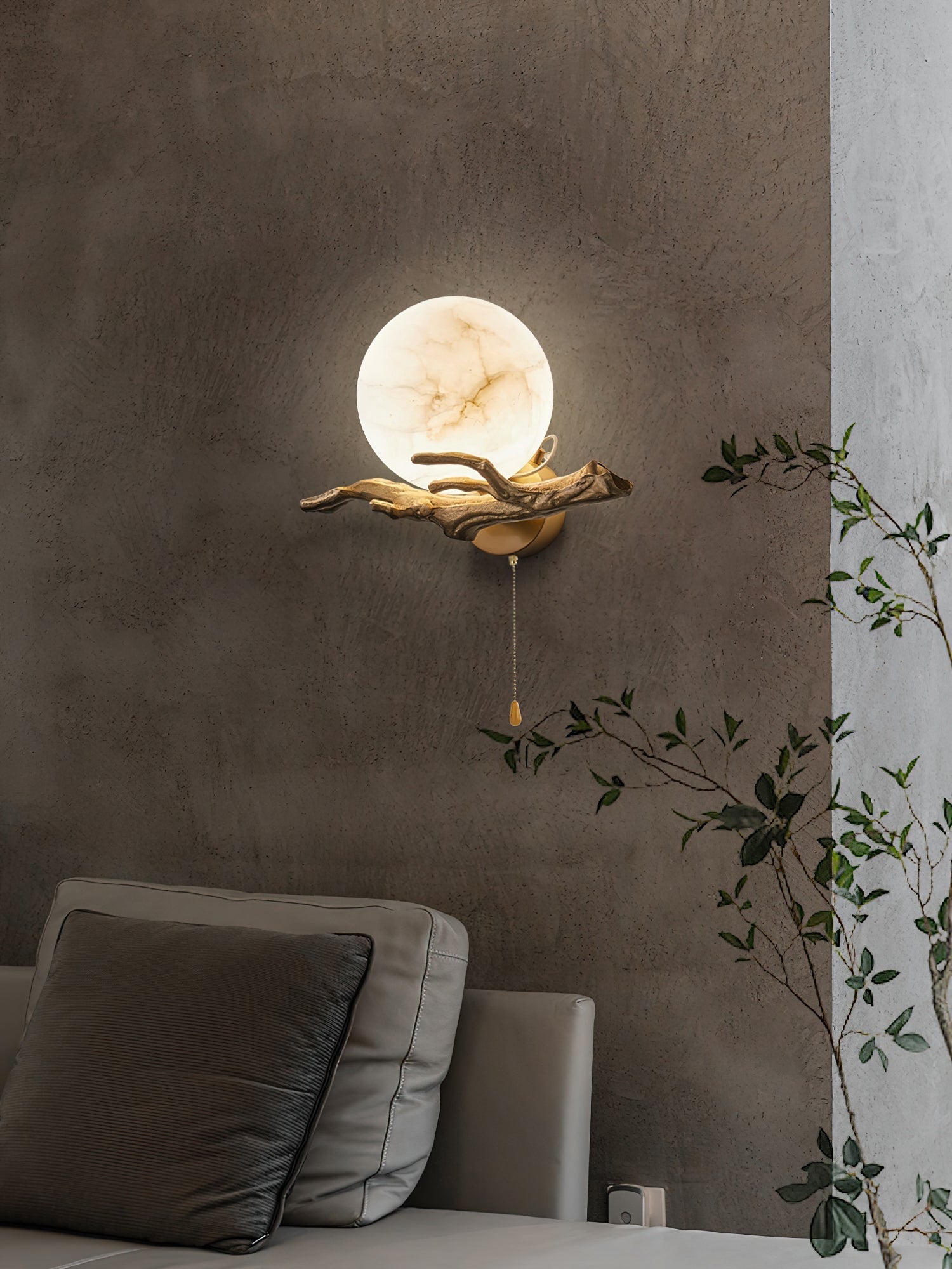 Ormirara Modern Minimalist Retro Twigs Alabaster Wall Lamp - Lamp Copper