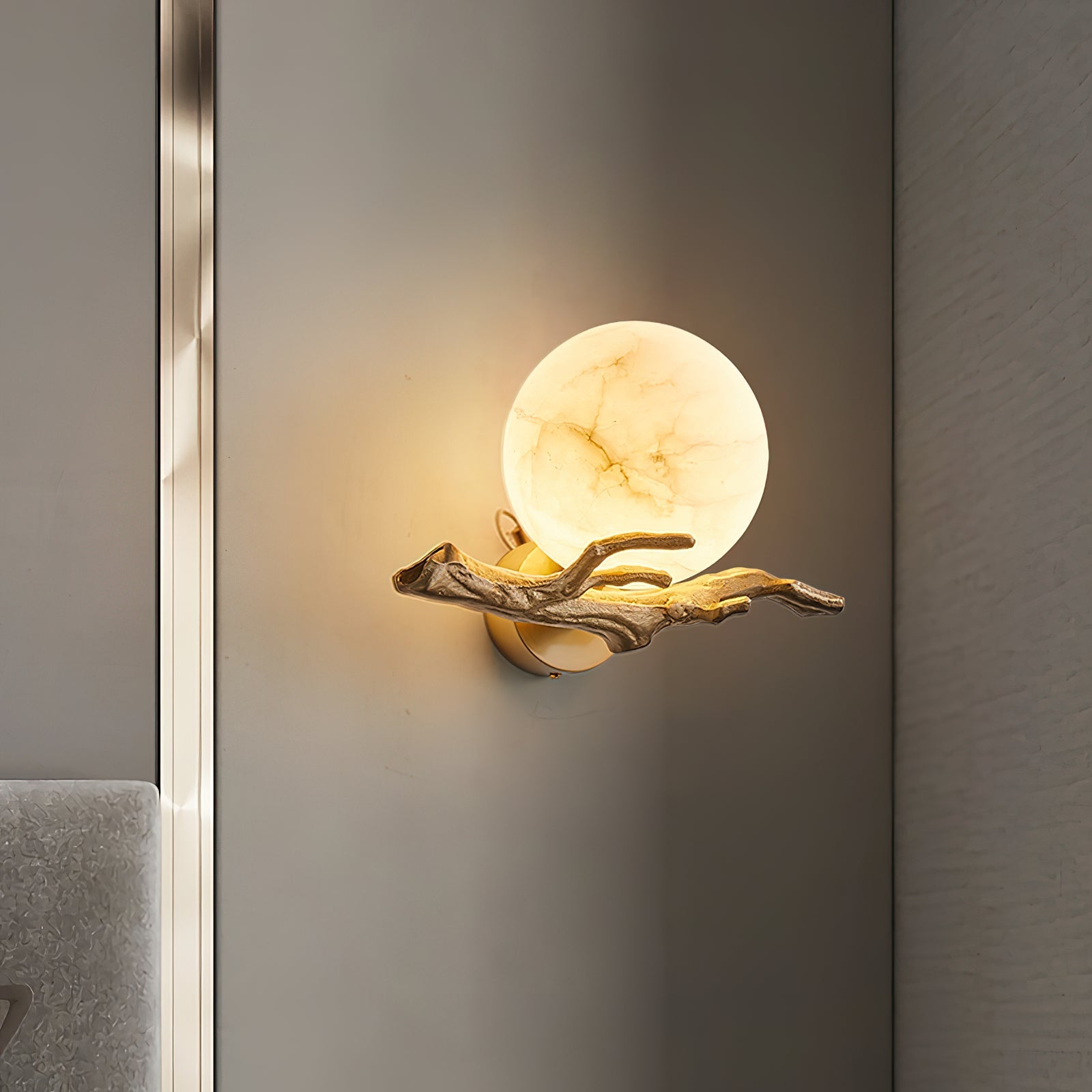 Ormirara Modern Minimalist Retro Twigs Alabaster Wall Lamp - Lamp Copper