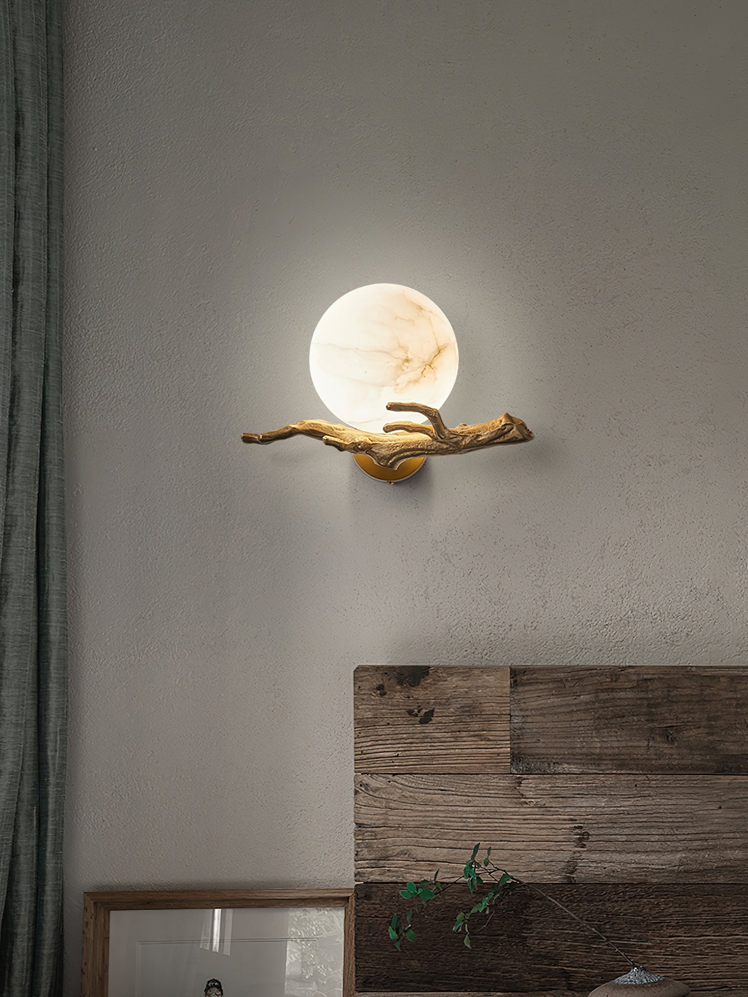 Ormirara Modern Minimalist Retro Twigs Alabaster Wall Lamp - Lamp Copper