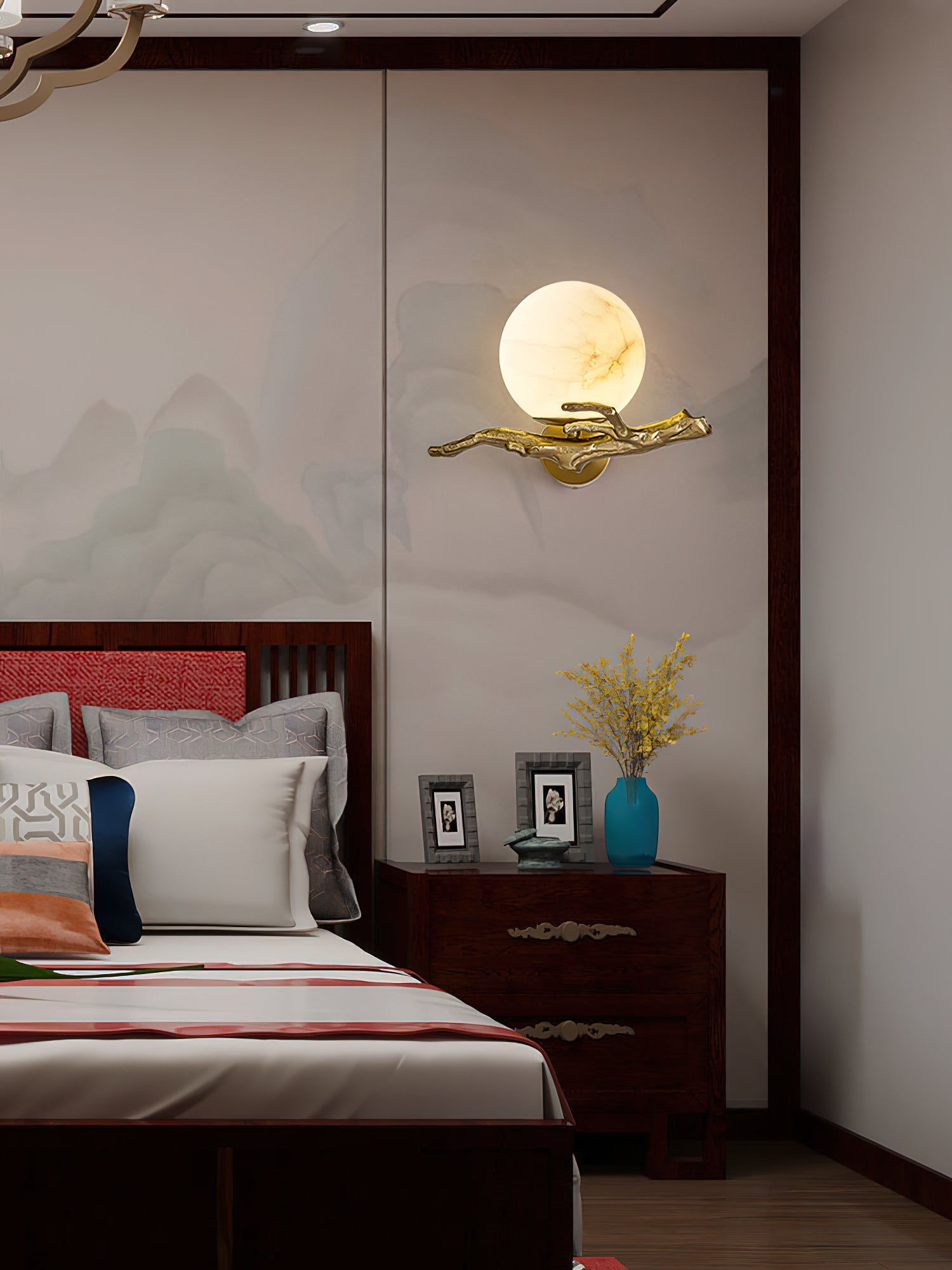 Ormirara Modern Minimalist Retro Twigs Alabaster Wall Lamp - Lamp Copper