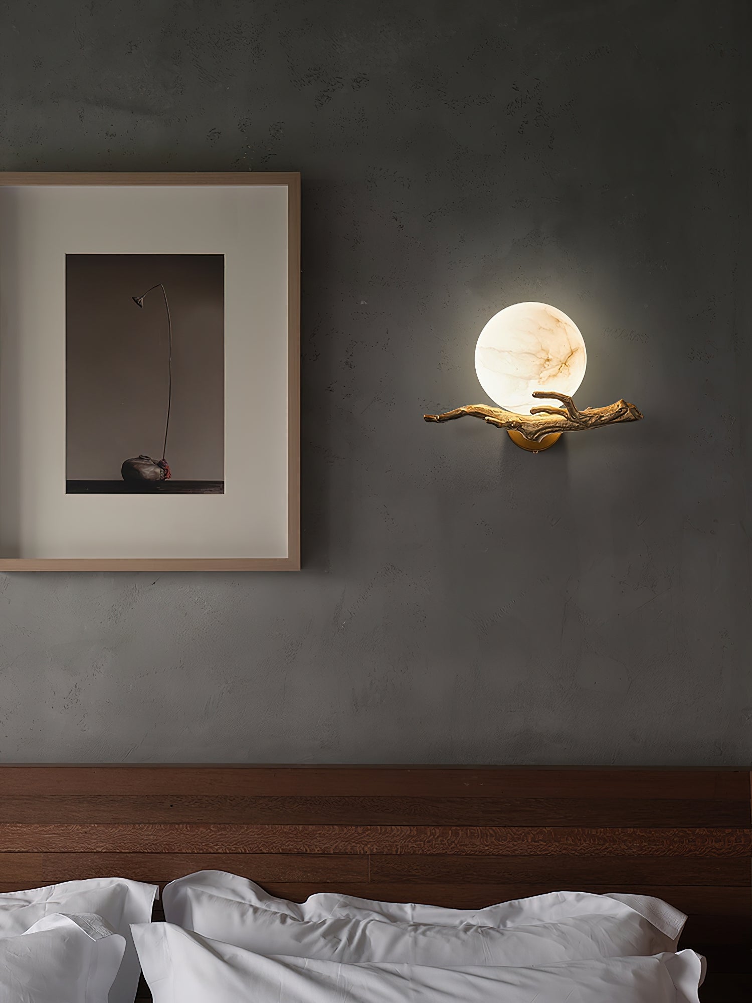 Ormirara Modern Minimalist Retro Twigs Alabaster Wall Lamp - Lamp Copper
