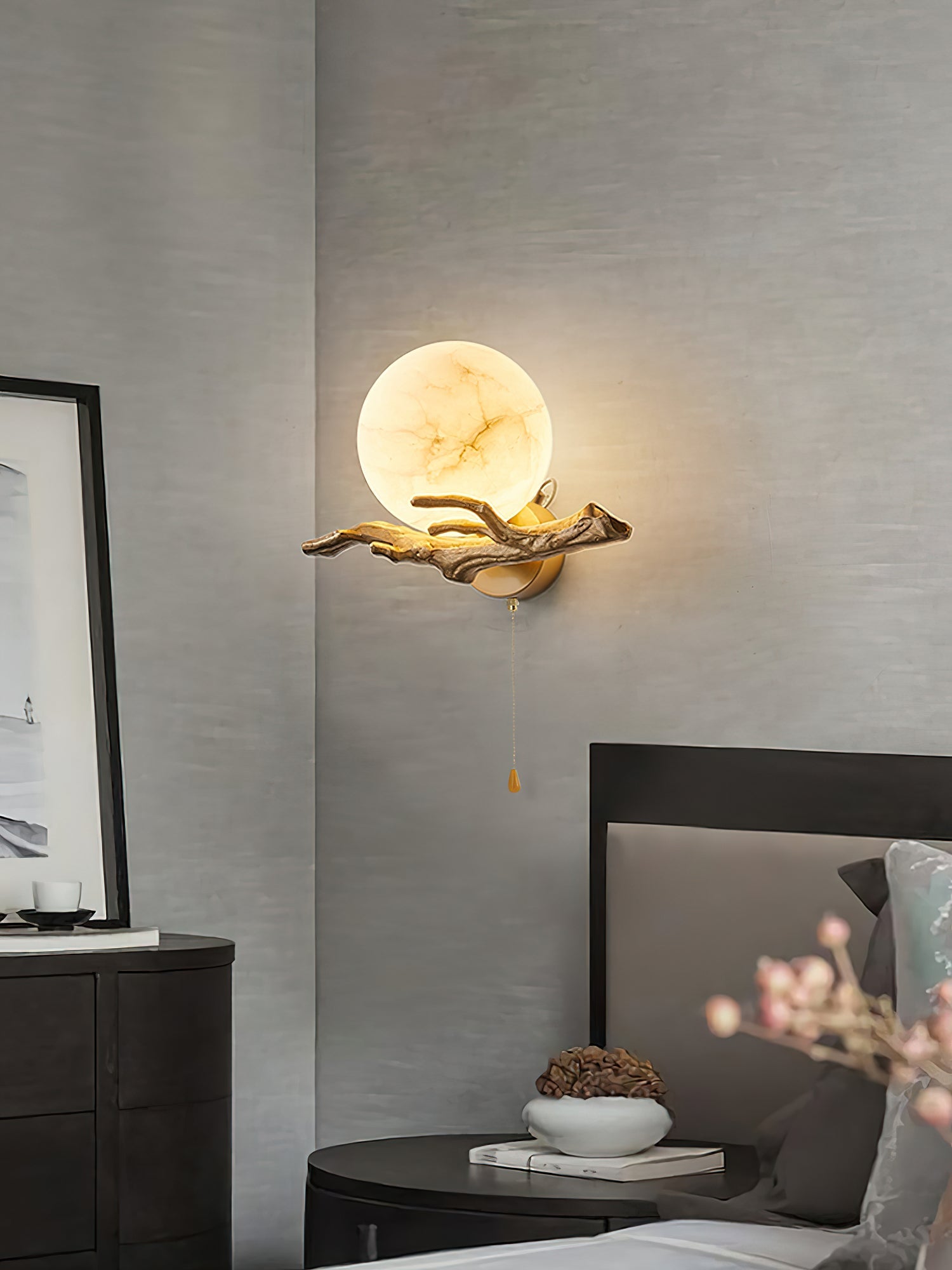 Ormirara Modern Minimalist Retro Twigs Alabaster Wall Lamp - Lamp Copper