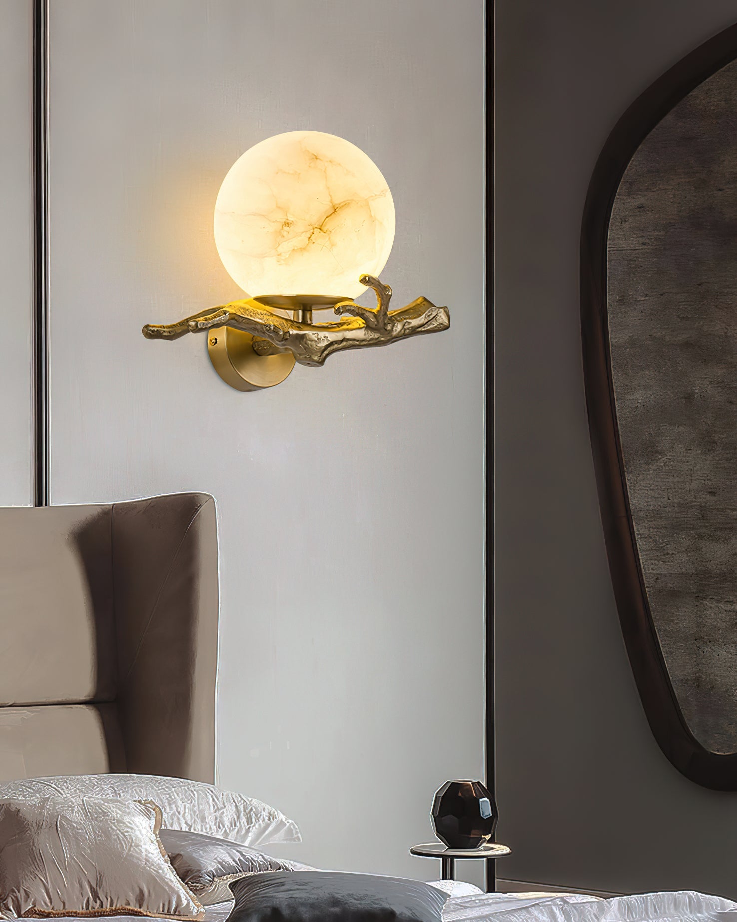 Ormirara Modern Minimalist Retro Twigs Alabaster Wall Lamp - Lamp Copper