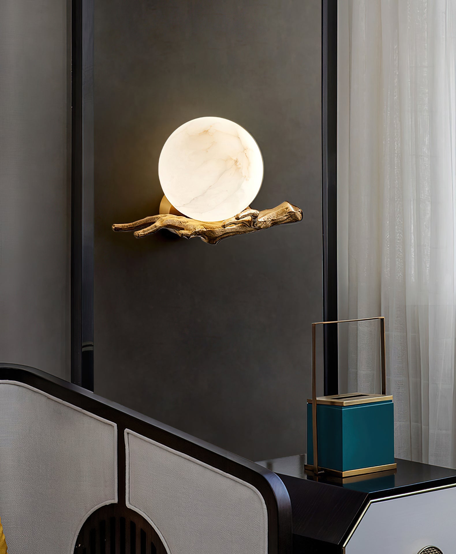 Ormirara Modern Minimalist Retro Twigs Alabaster Wall Lamp - Lamp Copper