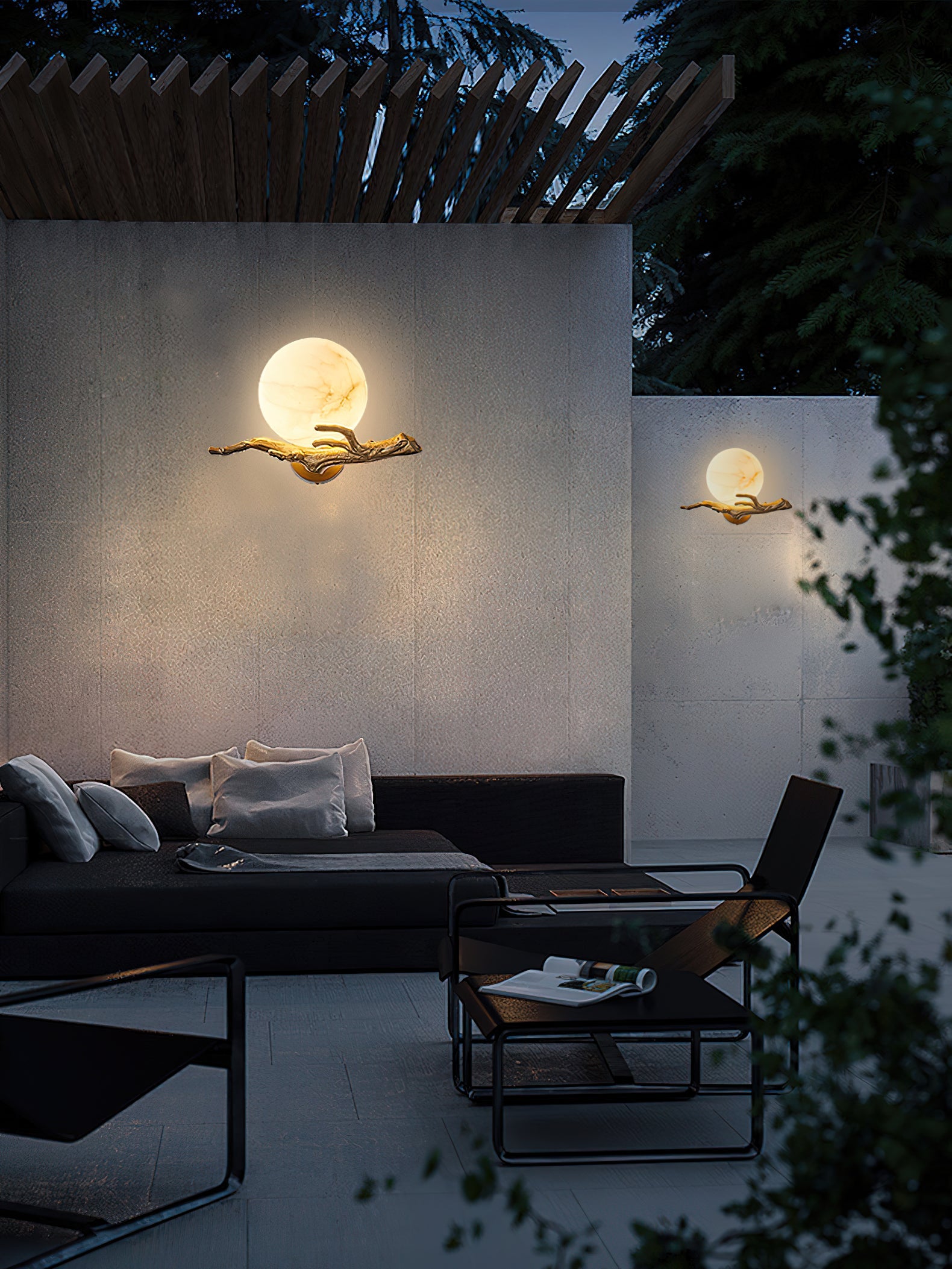 Ormirara Modern Minimalist Retro Twigs Alabaster Wall Lamp - Lamp Copper