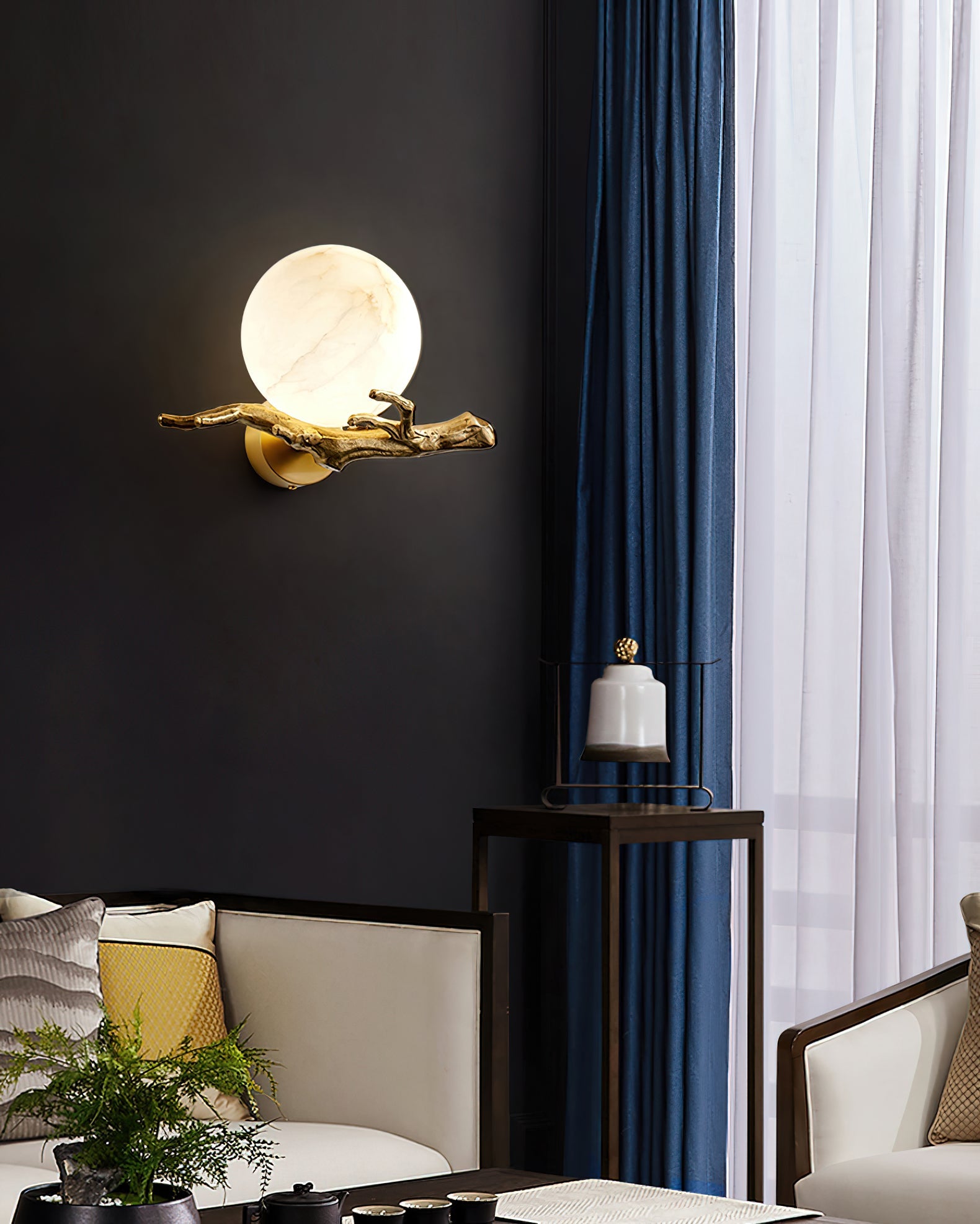Ormirara Modern Minimalist Retro Twigs Alabaster Wall Lamp - Lamp Copper