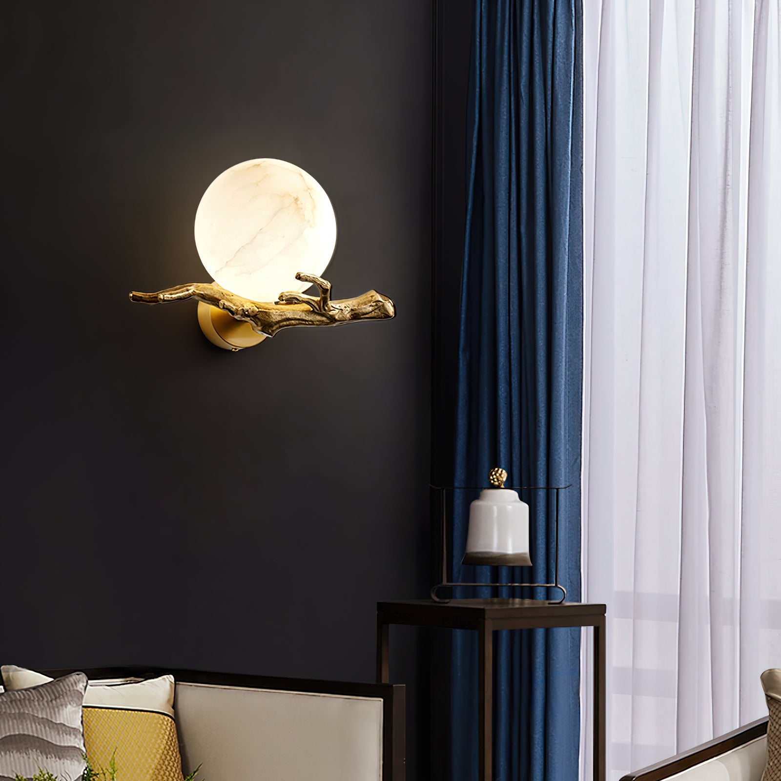 Ormirara Modern Minimalist Retro Twigs Alabaster Wall Lamp - Lamp Copper