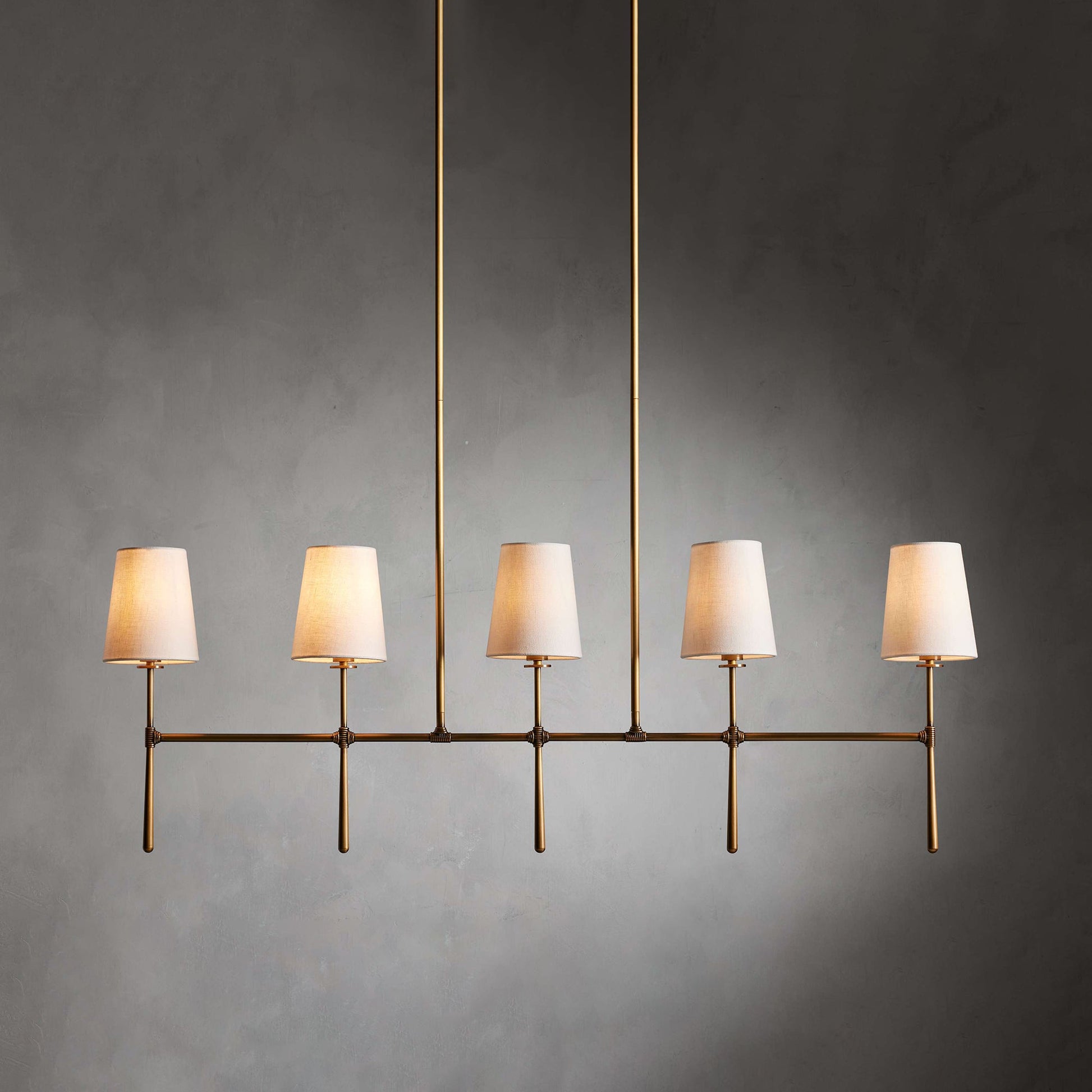 Eurvinen Vintage Industrial Linear Metal Fabric Chandelier - Lamp Copper