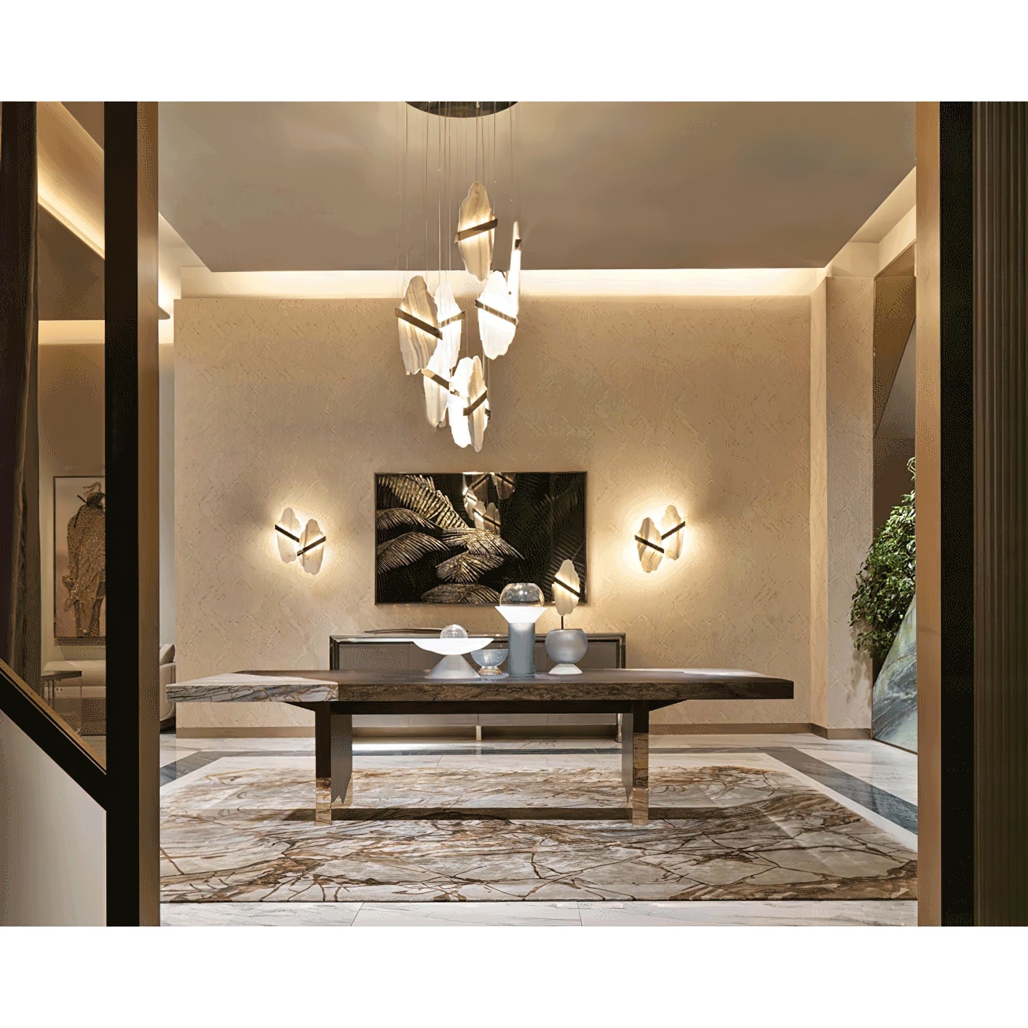 Olraeos Elegance Rock Metal Jade Chandelier - Lamp Copper