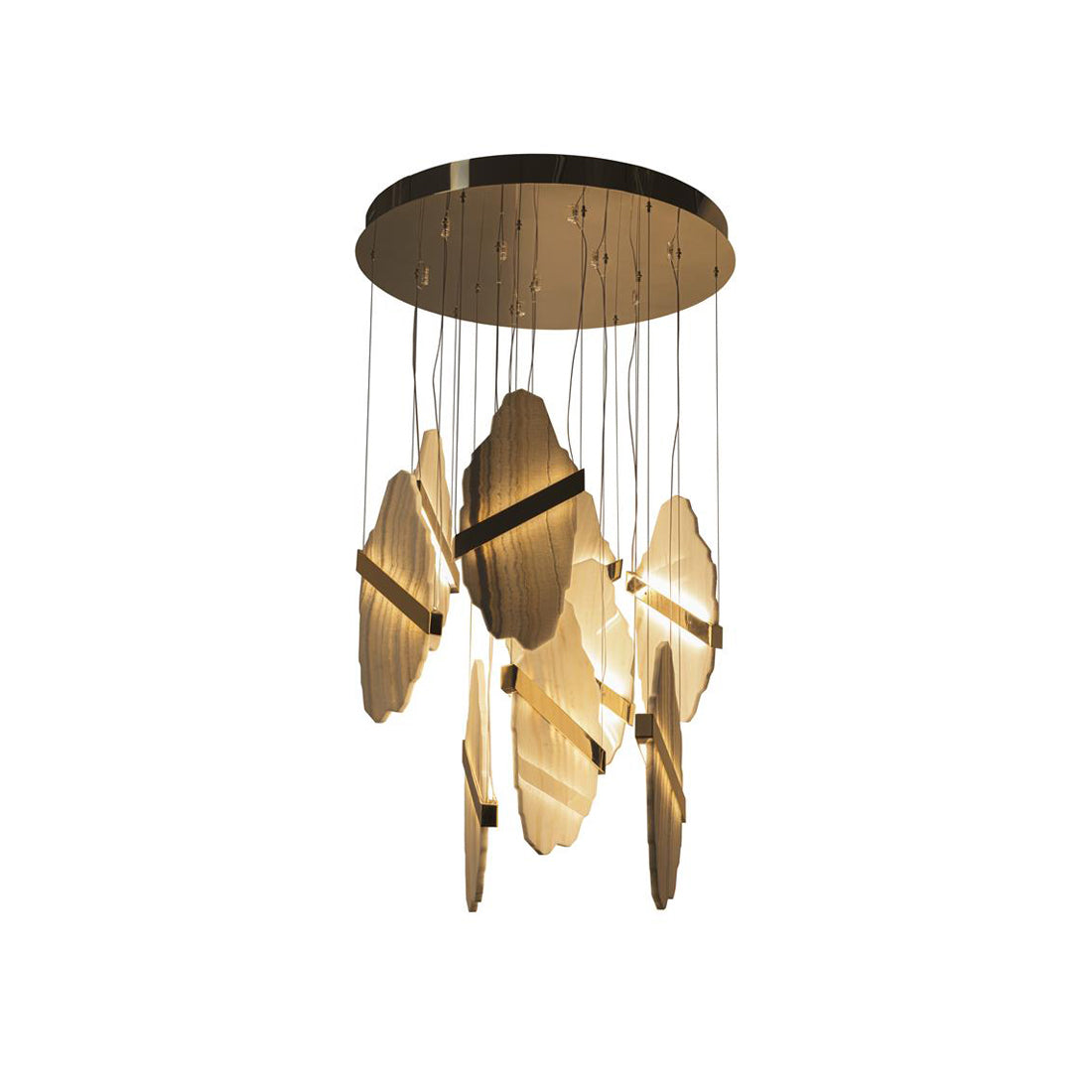 Olraeos Elegance Rock Metal Jade Chandelier - Lamp Copper