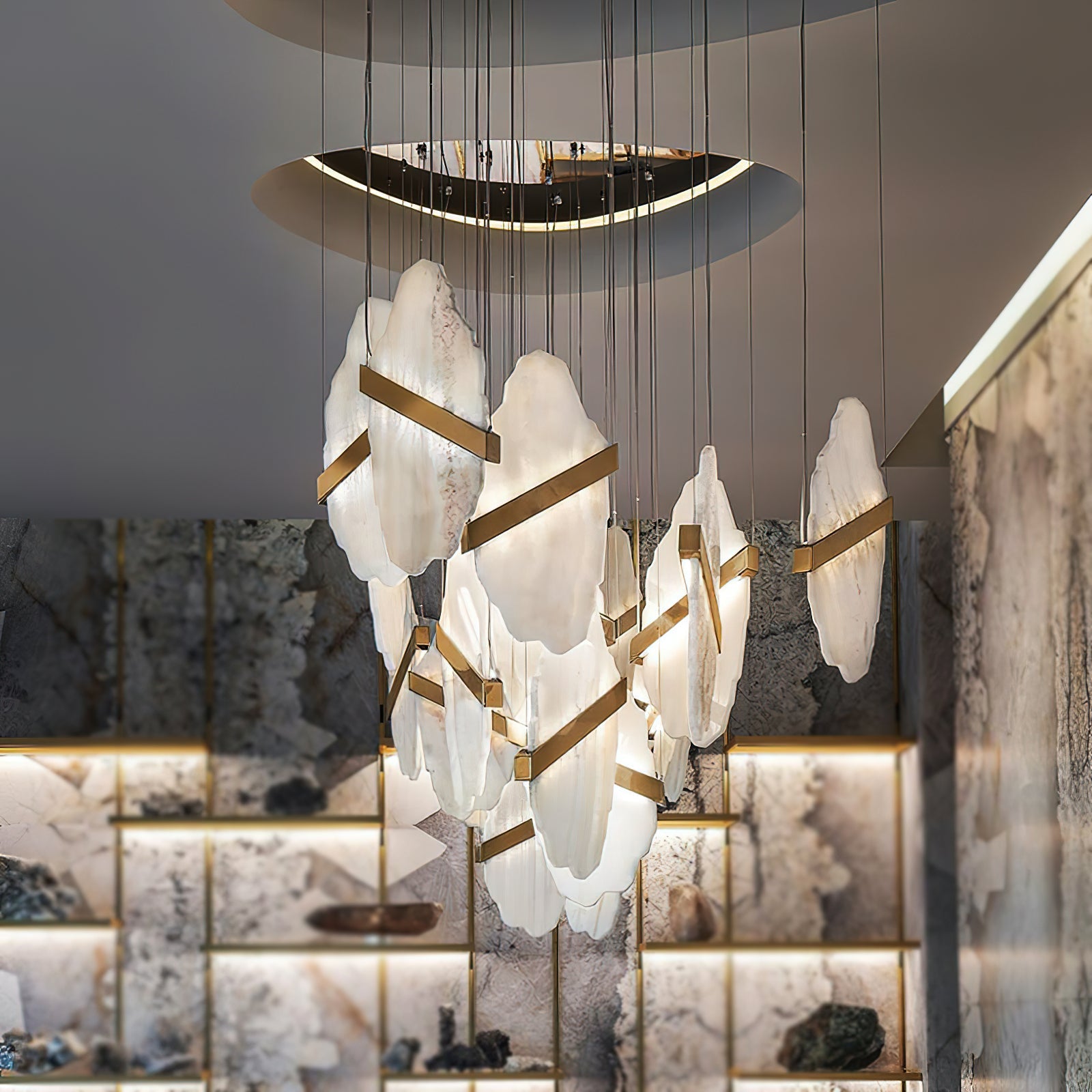 Olraeos Elegance Rock Metal Jade Chandelier - Lamp Copper