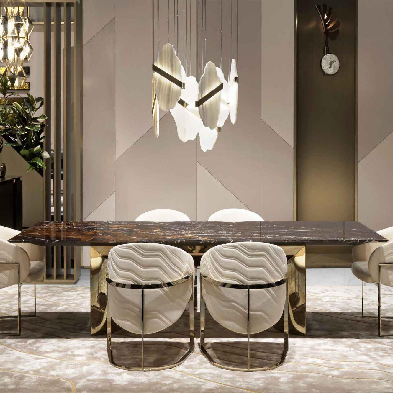 Olraeos Elegance Rock Metal Jade Chandelier - Lamp Copper
