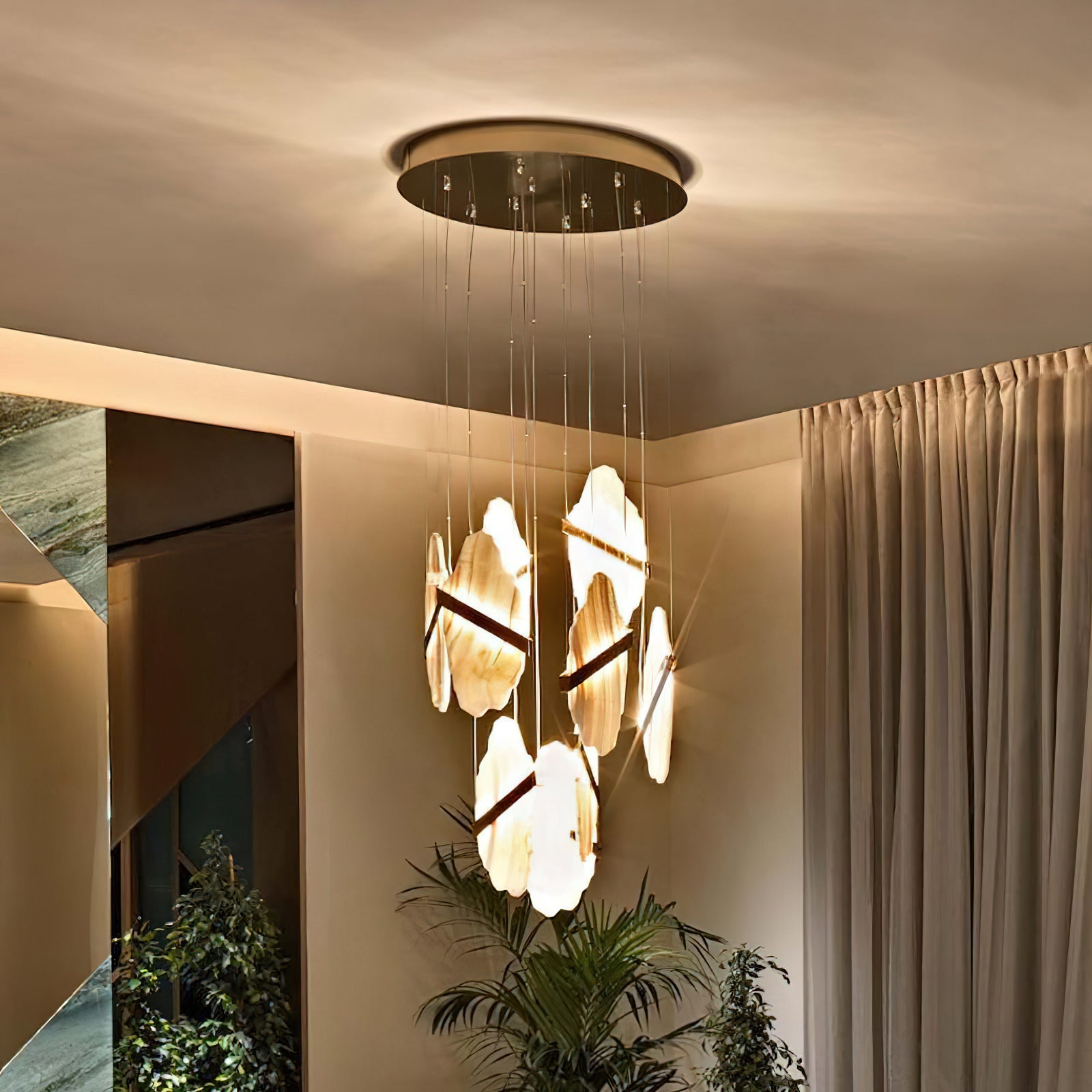 Olraeos Elegance Rock Metal Jade Chandelier - Lamp Copper
