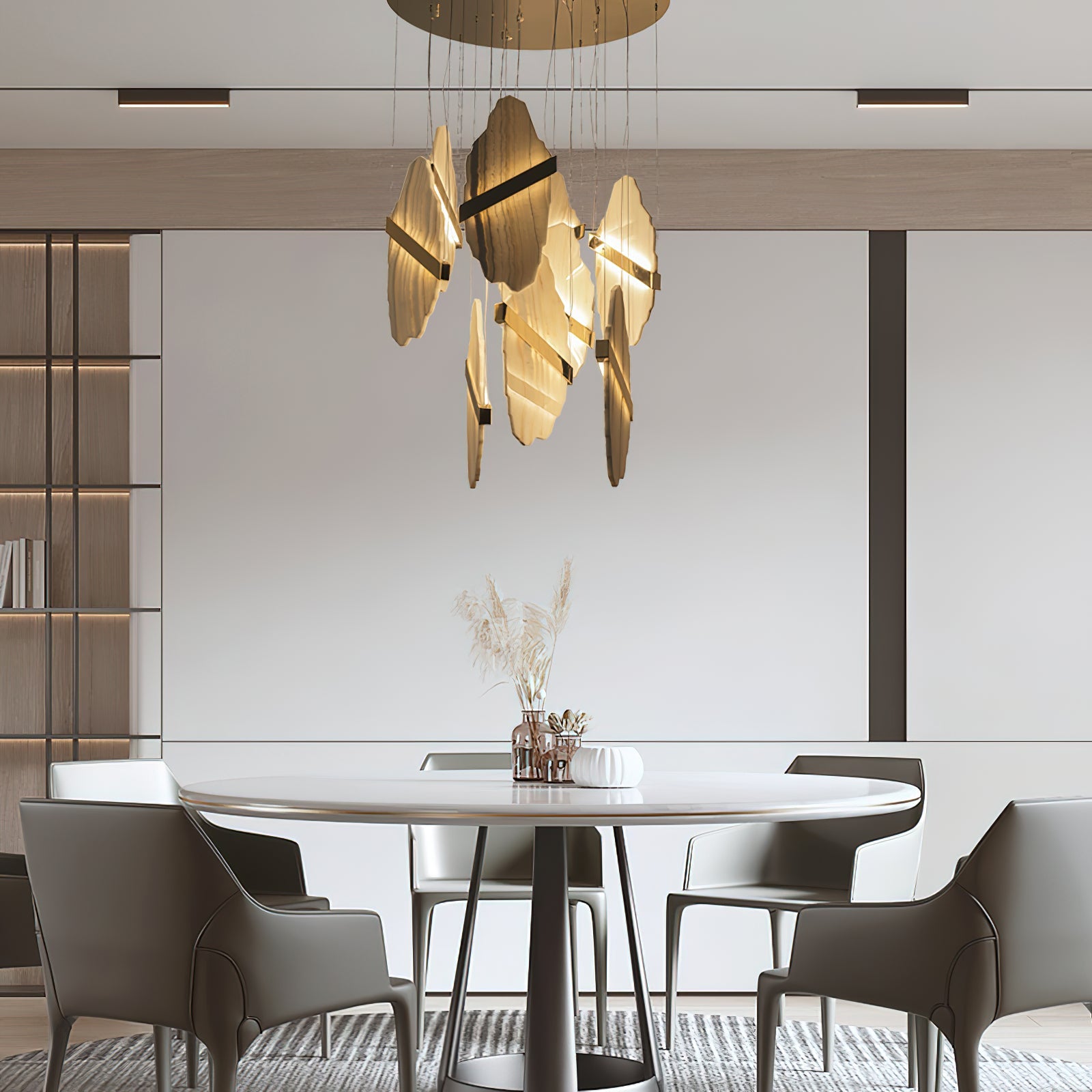 Olraeos Elegance Rock Metal Jade Chandelier - Lamp Copper