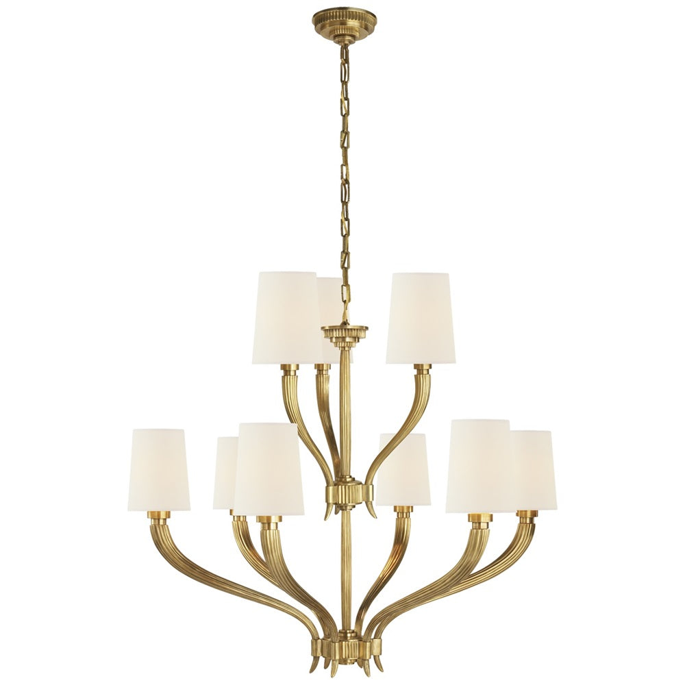 Olnoran Vintage Industrial River Reed Fabric Chandelier - Lamp Copper