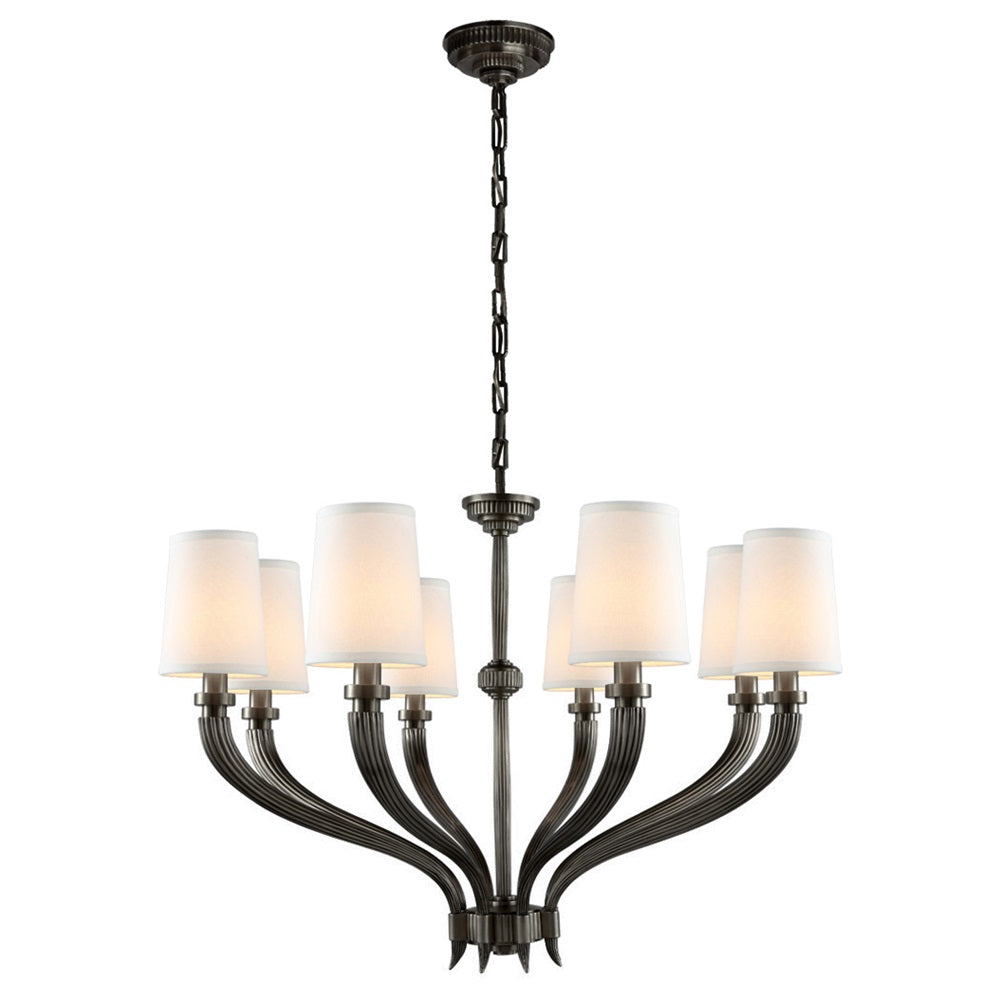 Olnoran Vintage Industrial River Reed Fabric Chandelier - Lamp Copper