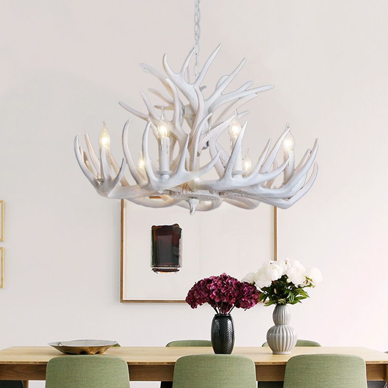 Silva Rustic Antler Metal Resin Chandelier Dining Room - Letslighting