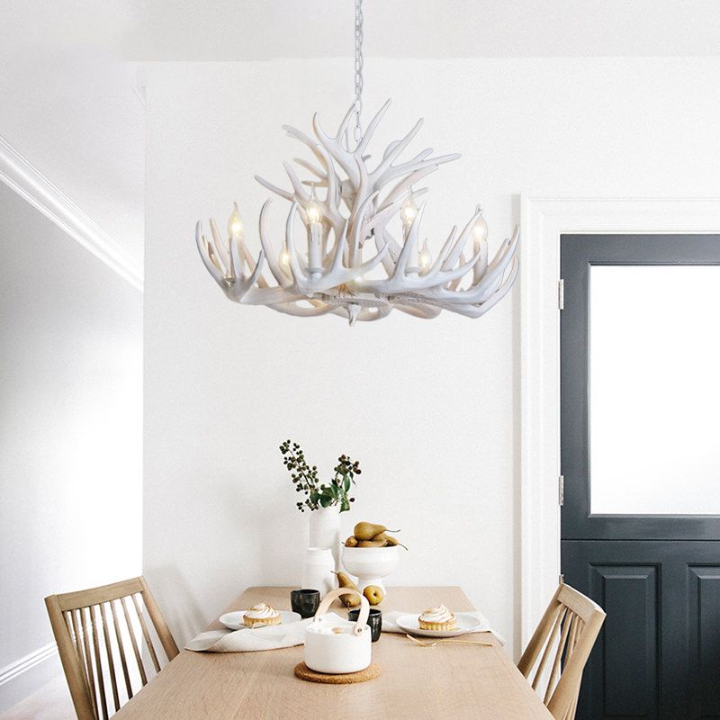 Silva Rustic Antler Metal Resin Chandelier Dining Room - Letslighting