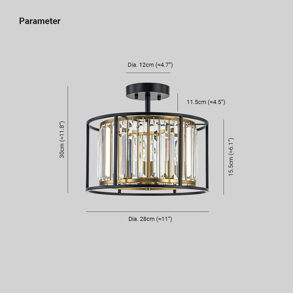 Qvistari Minimalist Crystal Semi Flush Ceiling Light