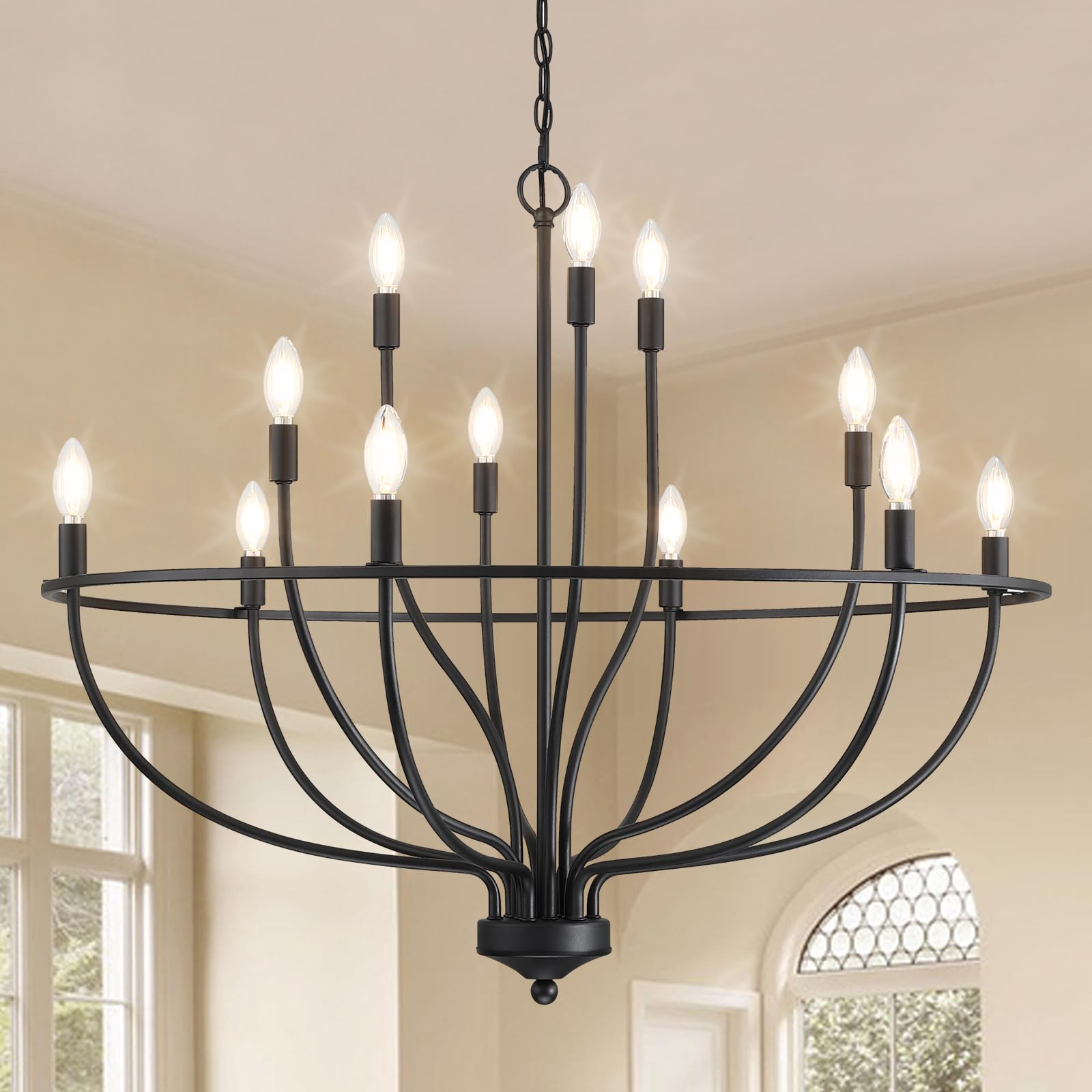 Silva Industrial Metal Candle Chandelier Champagne Living Room Bedroom - Letslighting